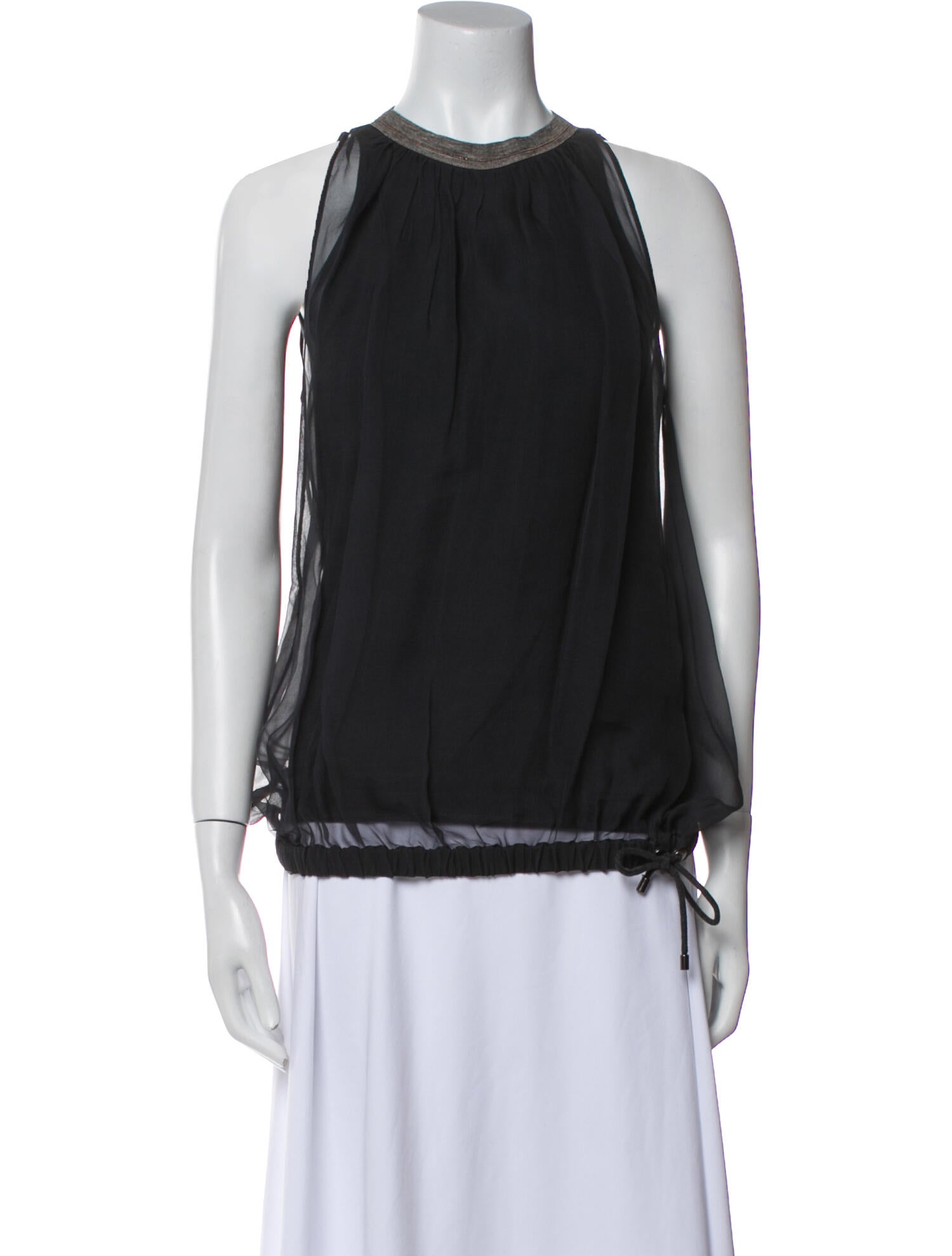 Brunello Cucinelli Silk Crew Neck Blouse