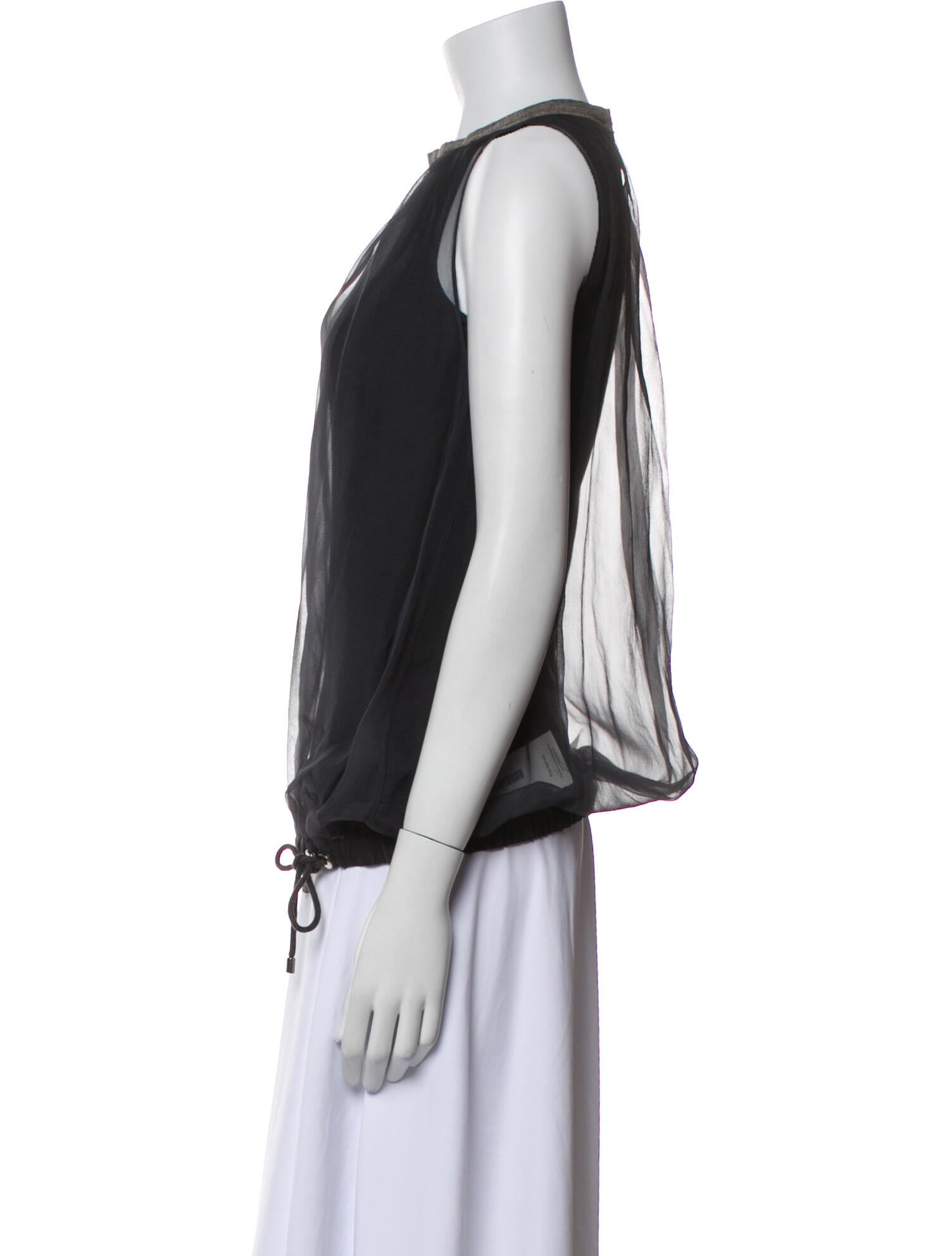 Brunello Cucinelli Silk Crew Neck Blouse