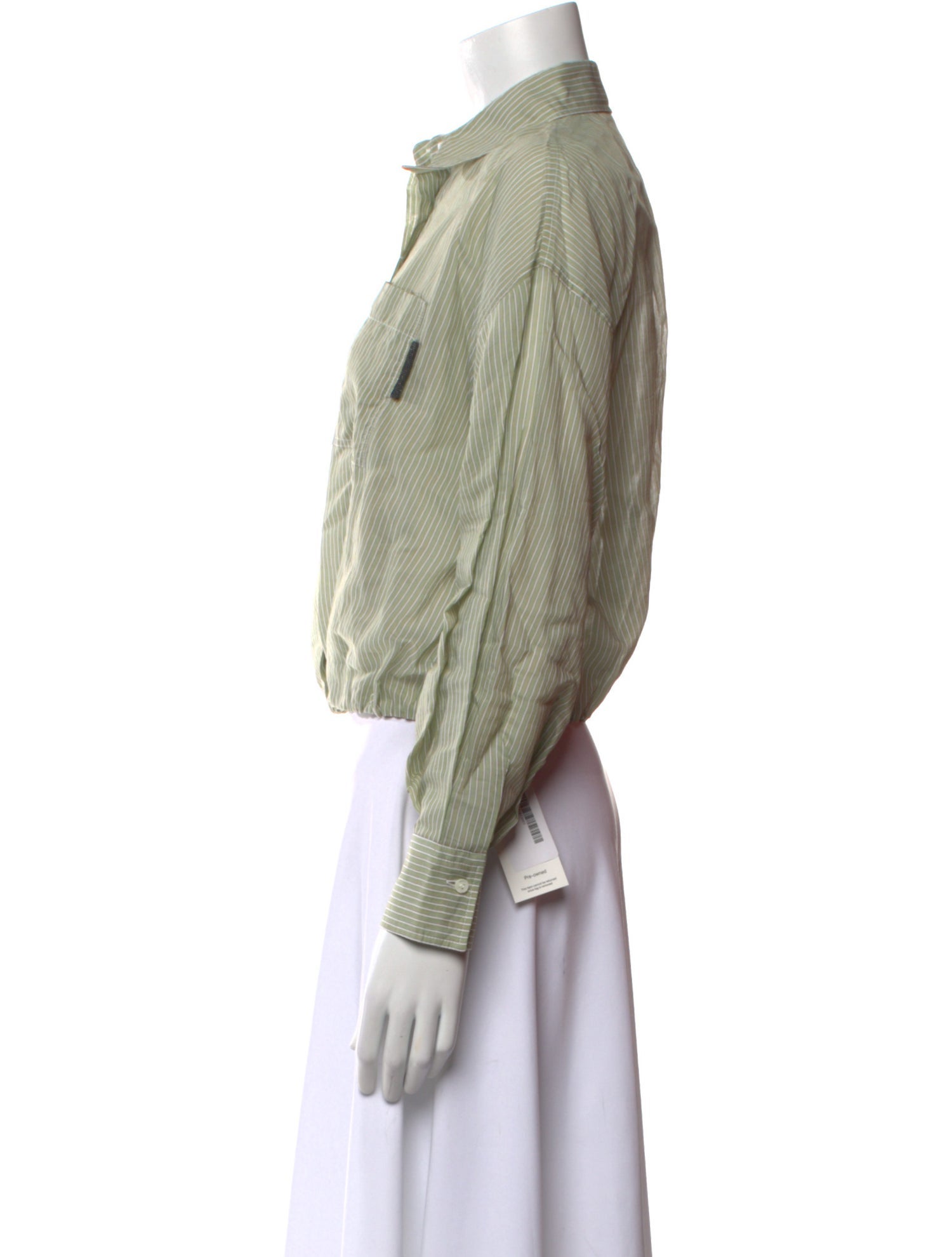 Brunello Cucinelli Striped Long Sleeve Crop Top