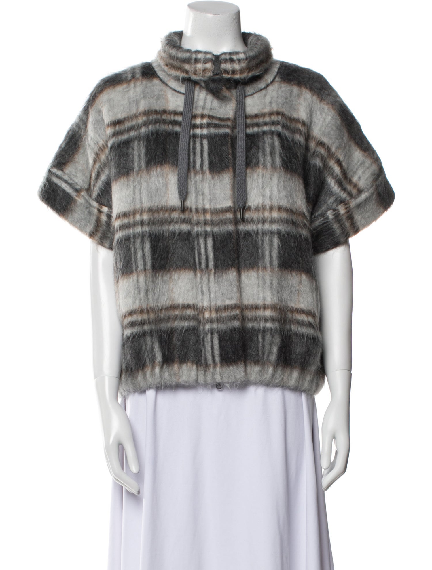 Brunello Cucinelli Virgin Wool Plaid Print Jacket
