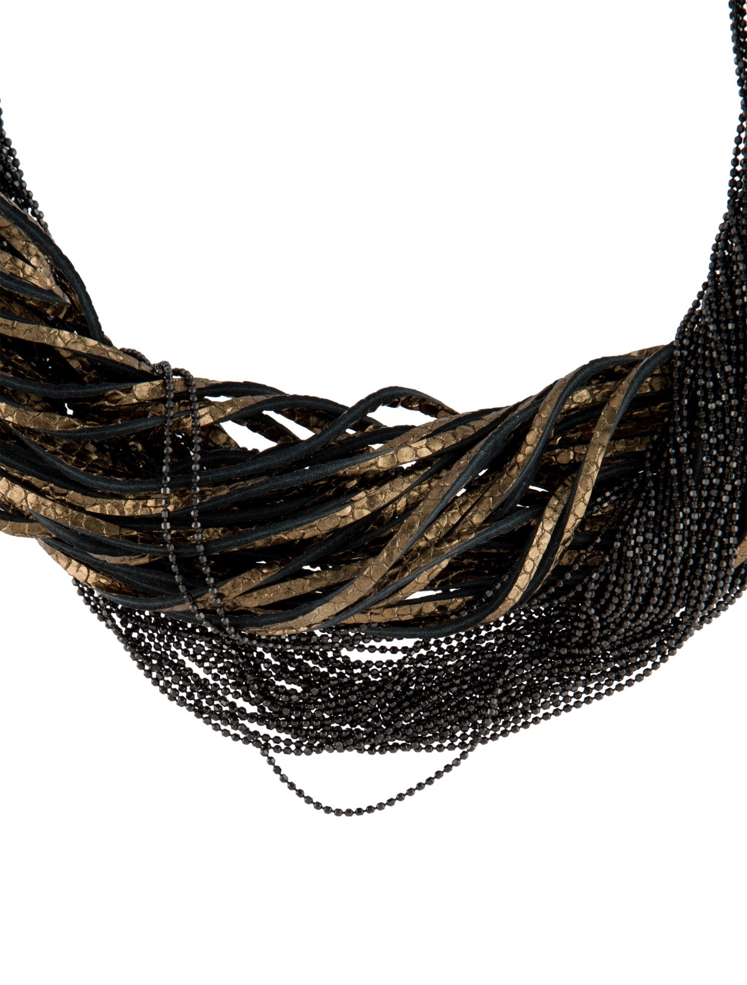 Brunello Cucinelli Leather Multistrand Collar Necklace