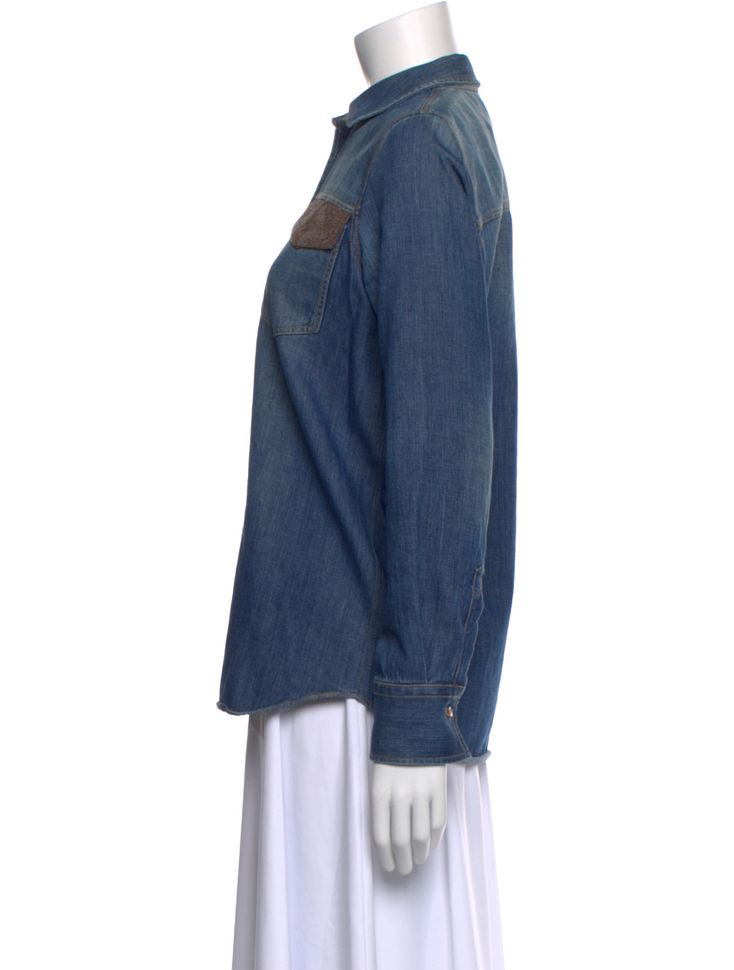 Brunello Cucinelli Long Sleeve Button-Up Top