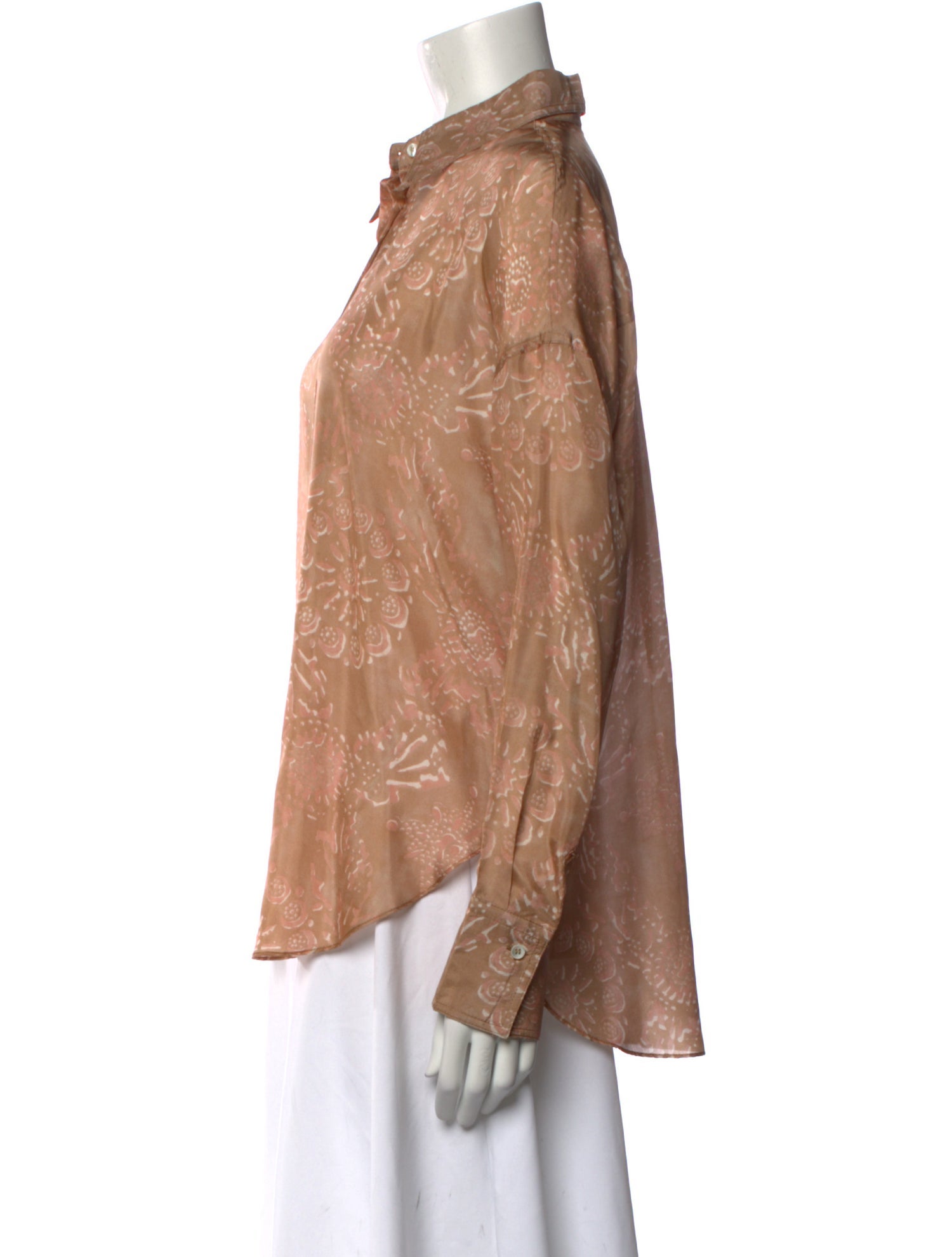 Brunello Cucinelli Silk Printed Button-Up Top