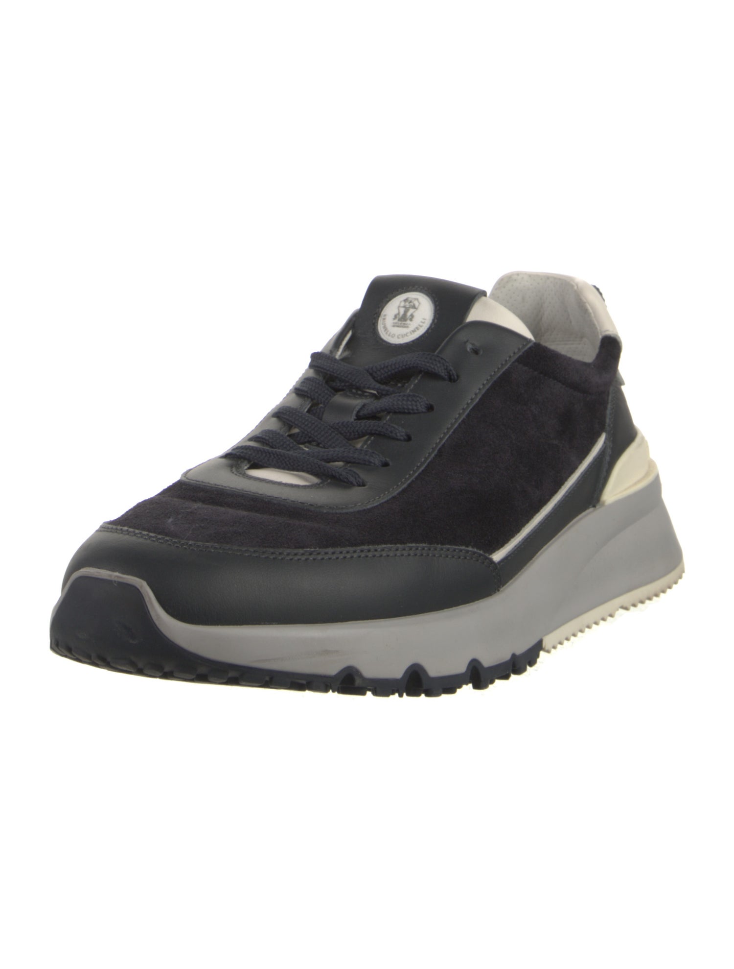 Brunello Cucinelli Suede Colorblock Pattern Sneakers