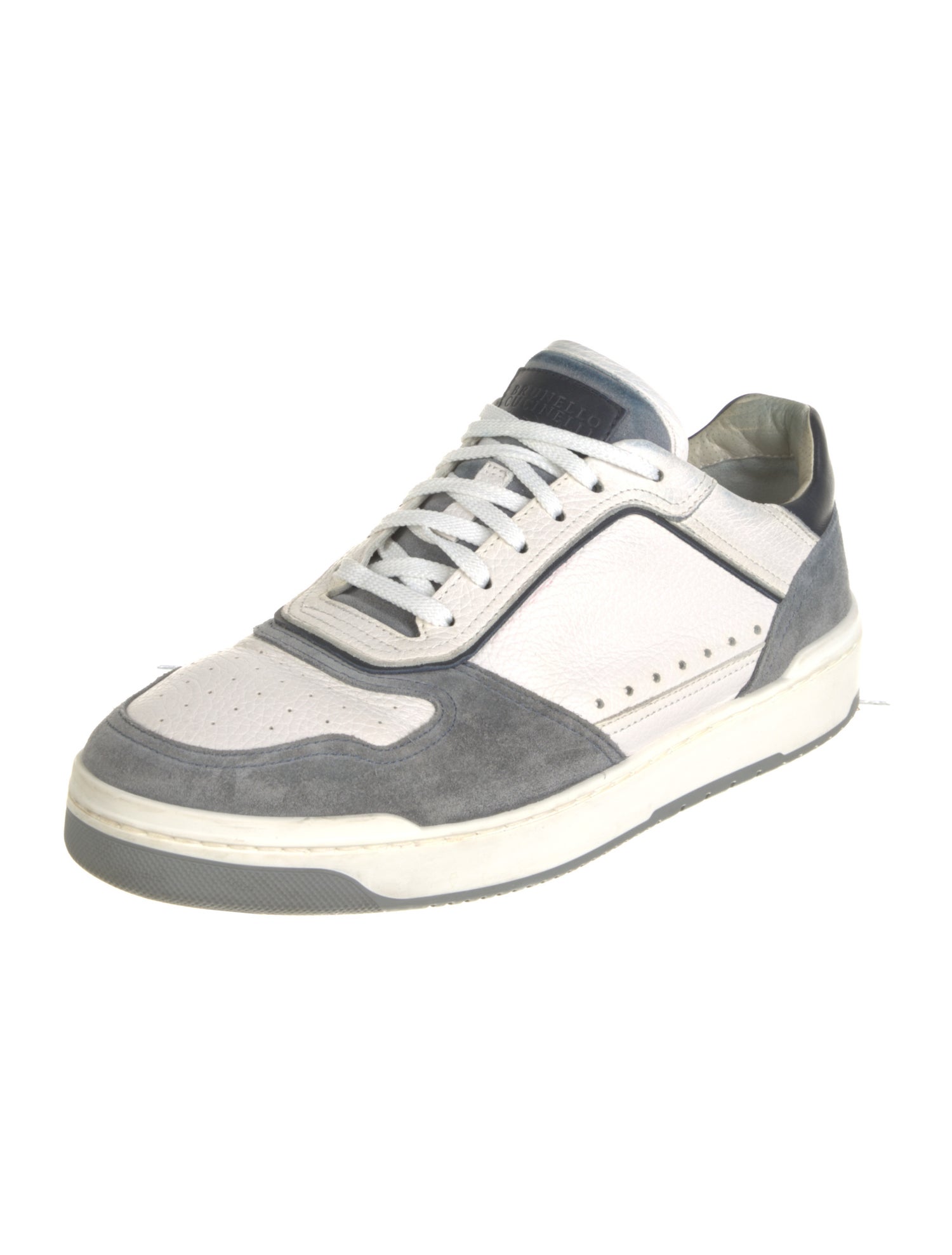 Brunello Cucinelli Leather Colorblock Pattern Athletic Sneakers