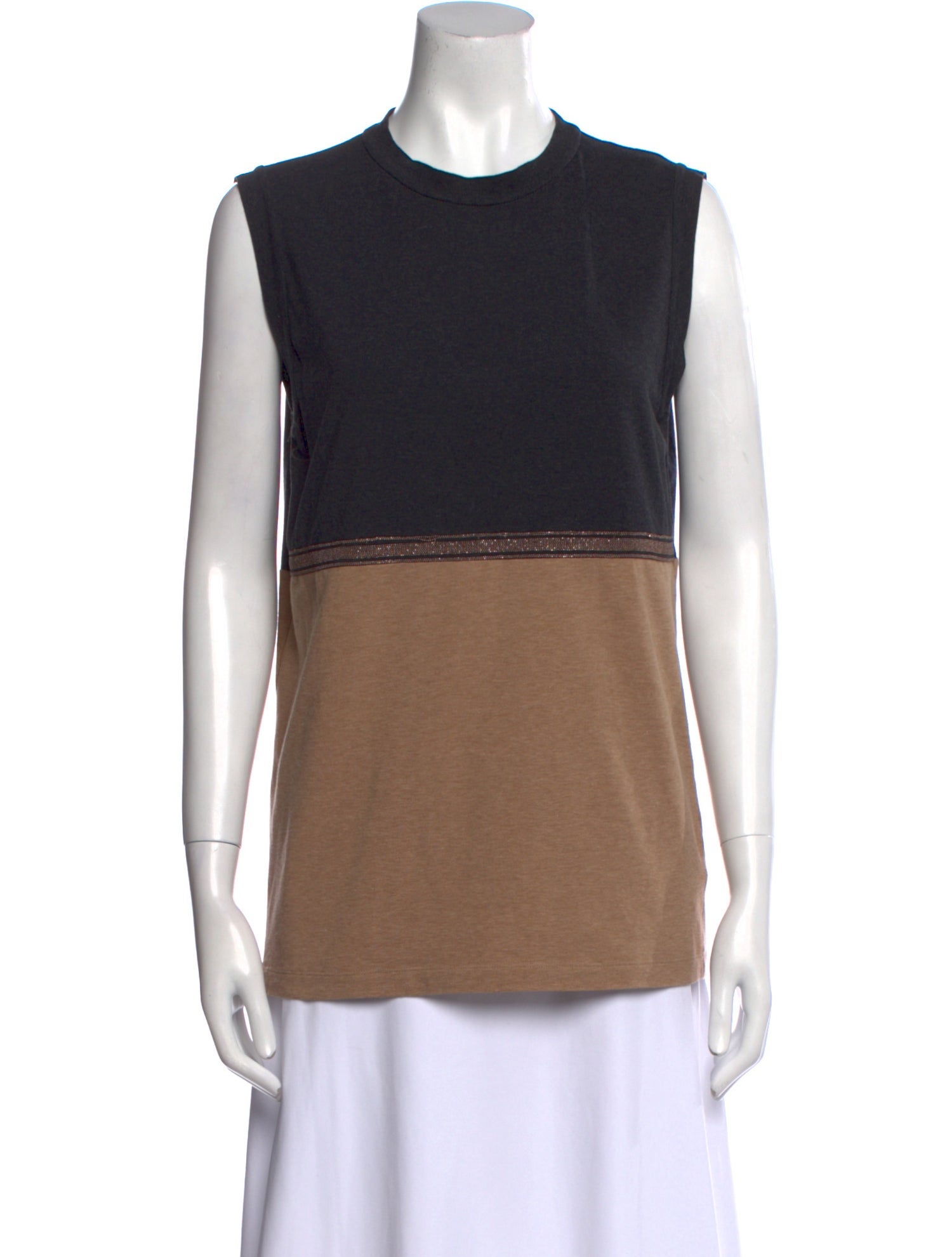 Brunello Cucinelli Crew Neck Sleeveless Top
