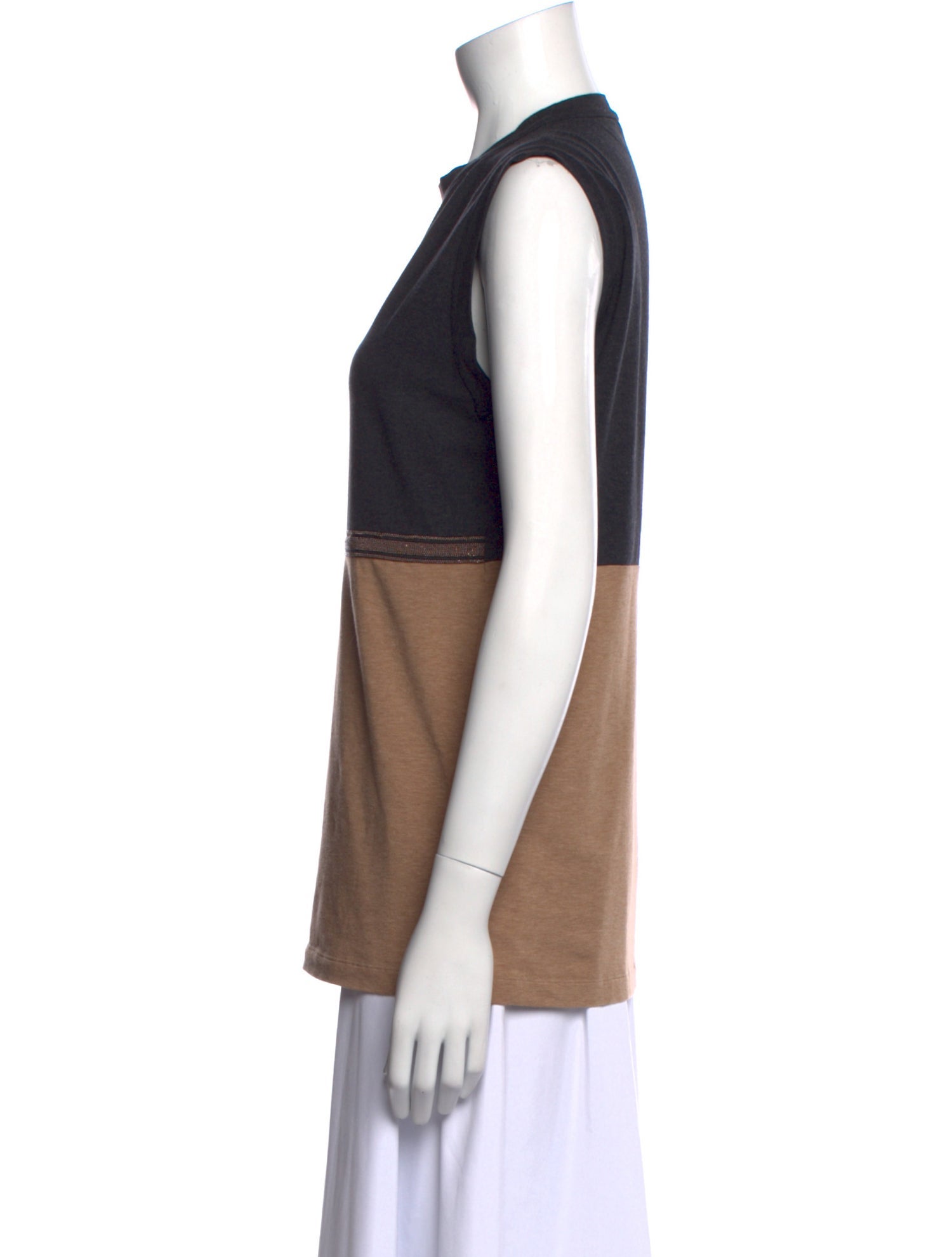 Brunello Cucinelli Crew Neck Sleeveless Top