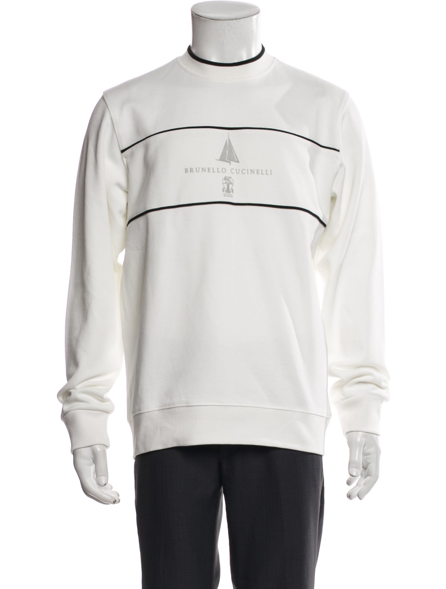 Brunello Cucinelli Striped Mock Neck Sweatshirt