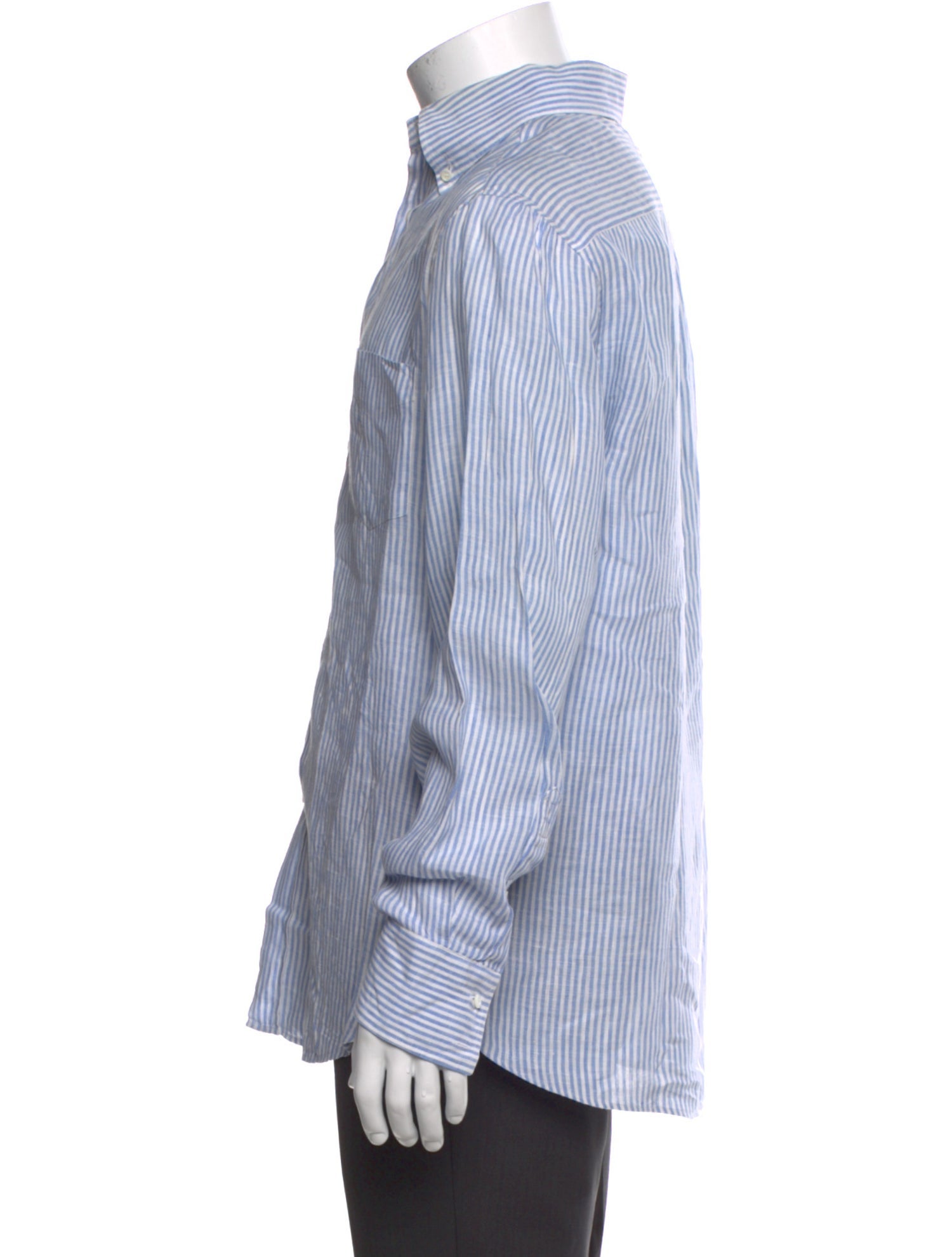 Brunello Cucinelli Linen Striped Dress Shirt