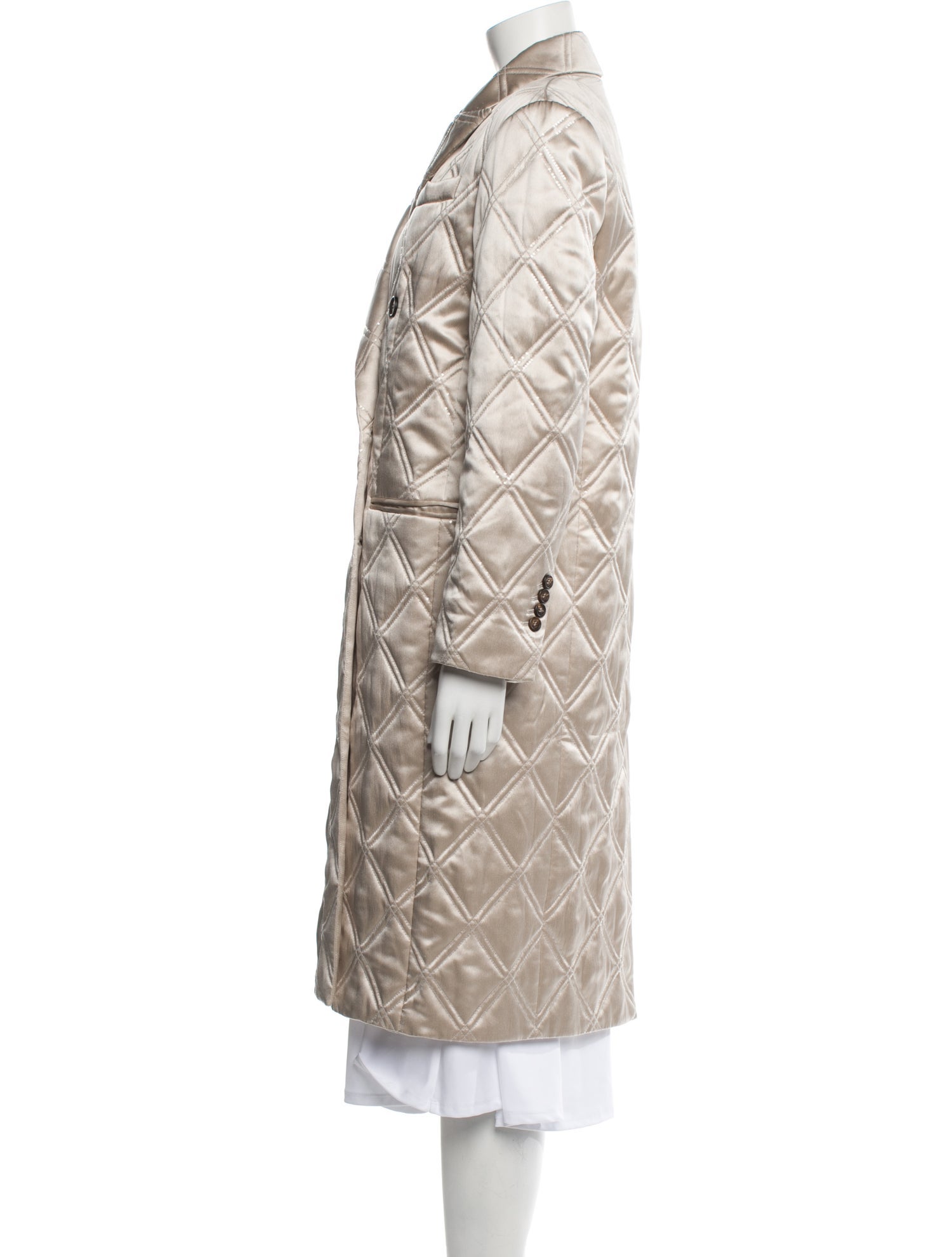 Brunello Cucinelli Silk Plaid Print Trench Coat w/ Tags