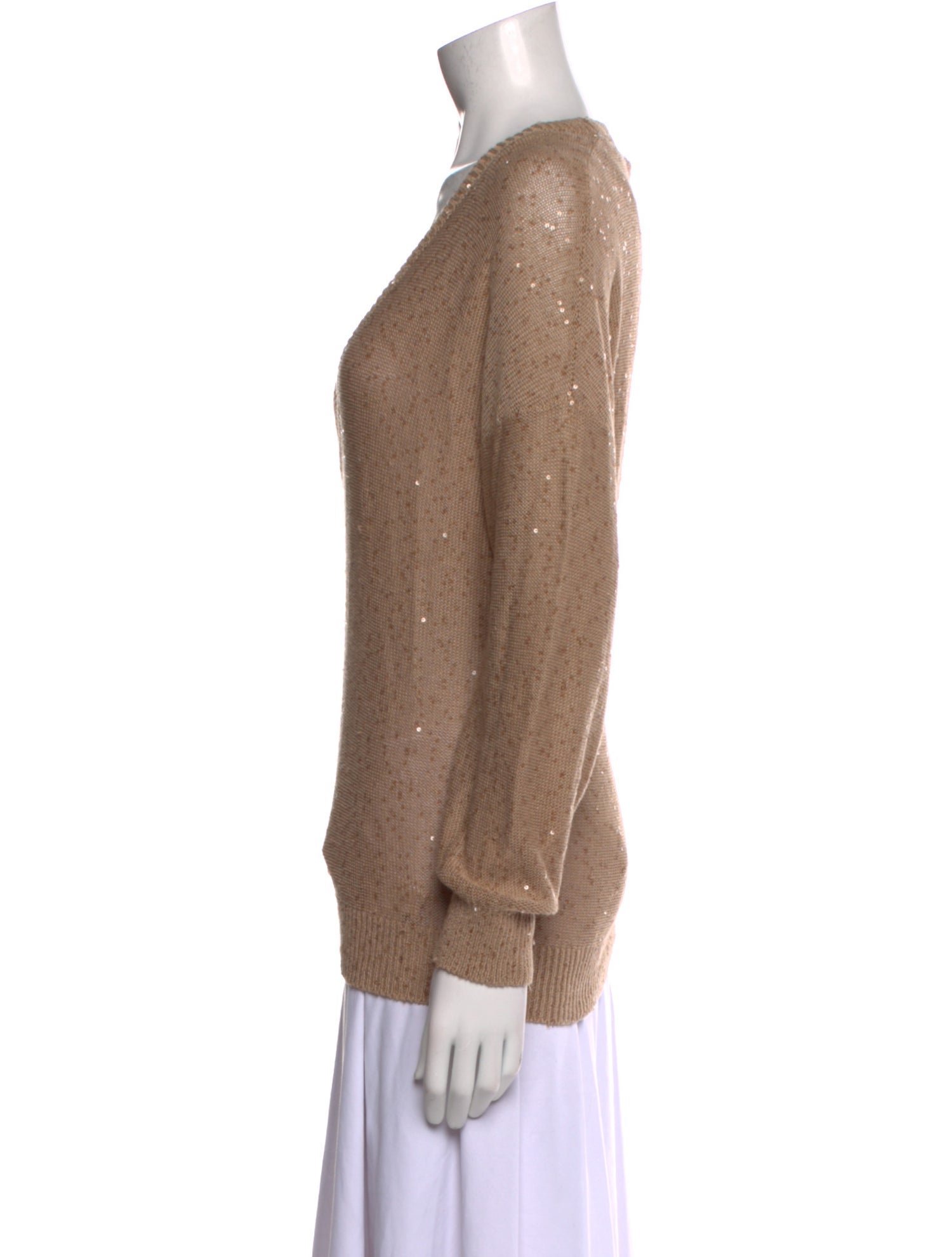 Brunello Cucinelli Linen V-Neck Sweatshirt