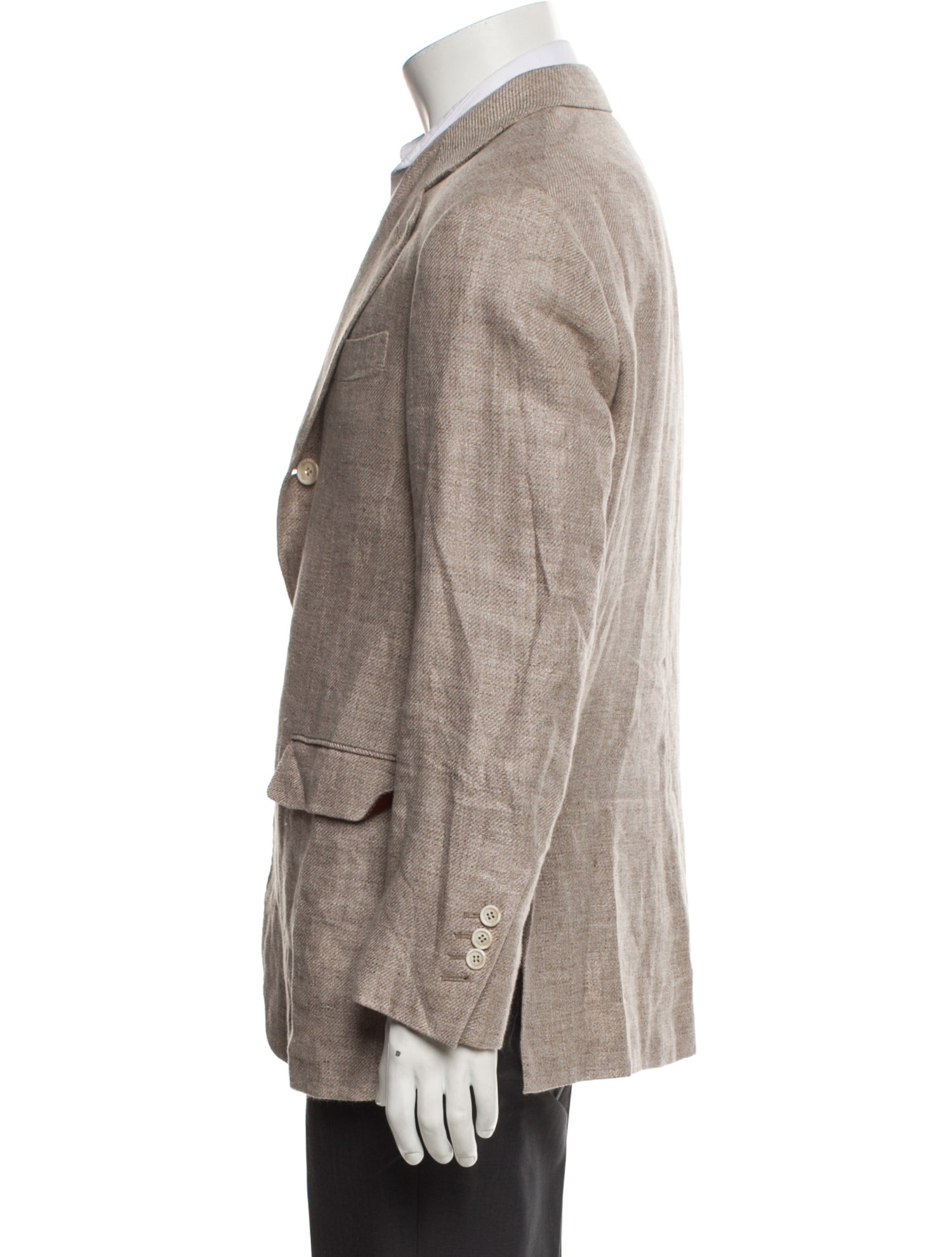 Brunello Cucinelli Linen Leather Trim Embellishment Blazer