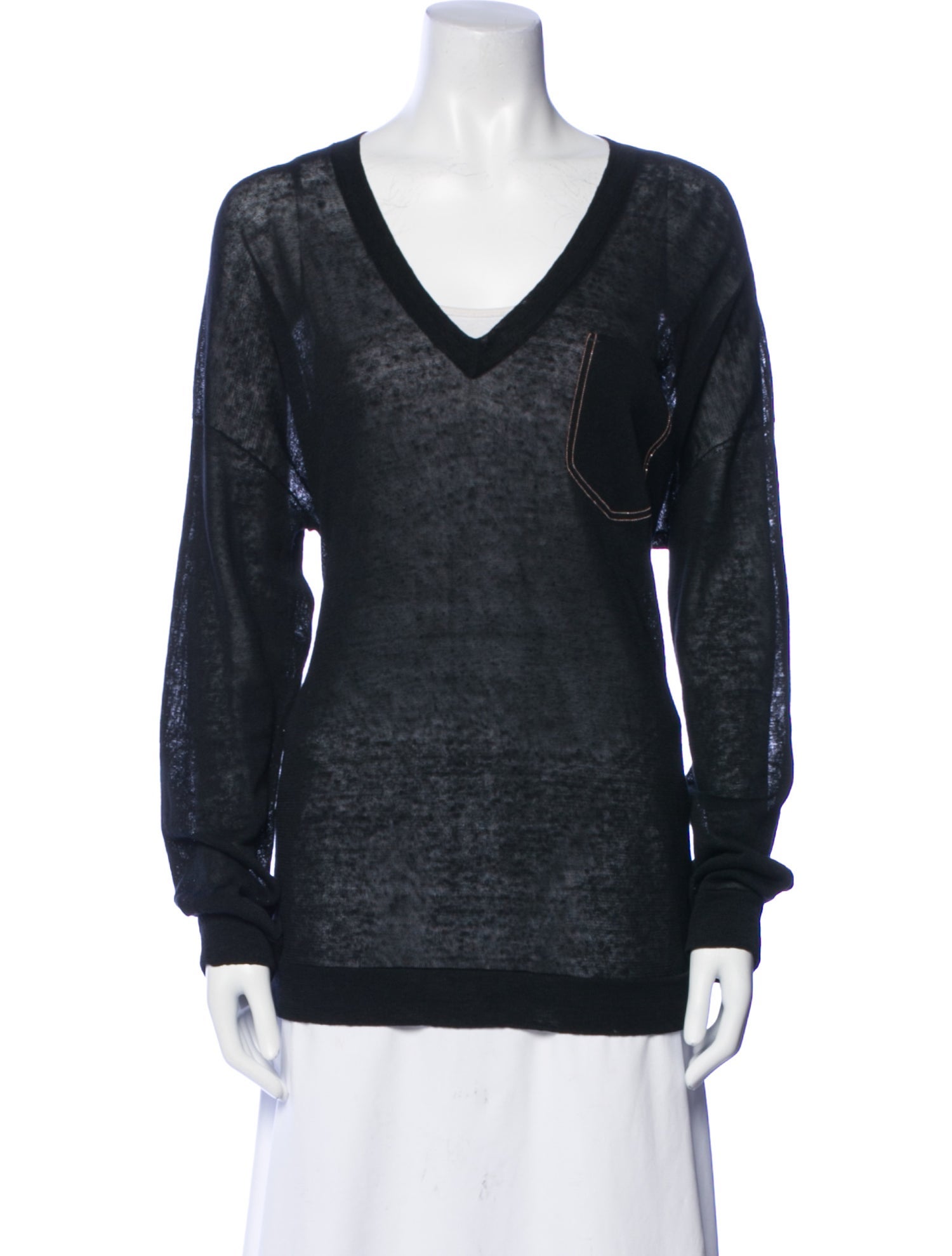 Brunello Cucinelli Linen V-Neck Sweatshirt