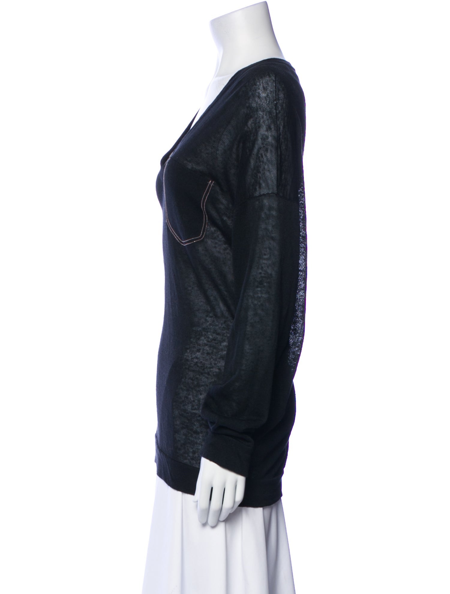 Brunello Cucinelli Linen V-Neck Sweatshirt