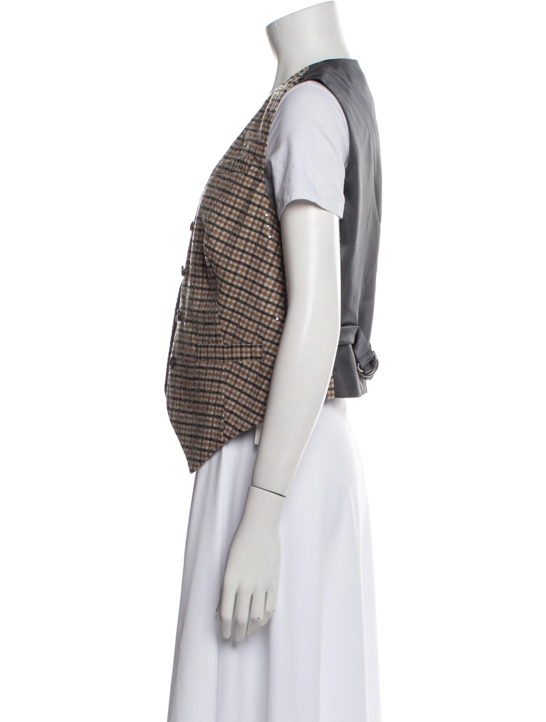 Brunello Cucinelli Silk Plaid Print Vest