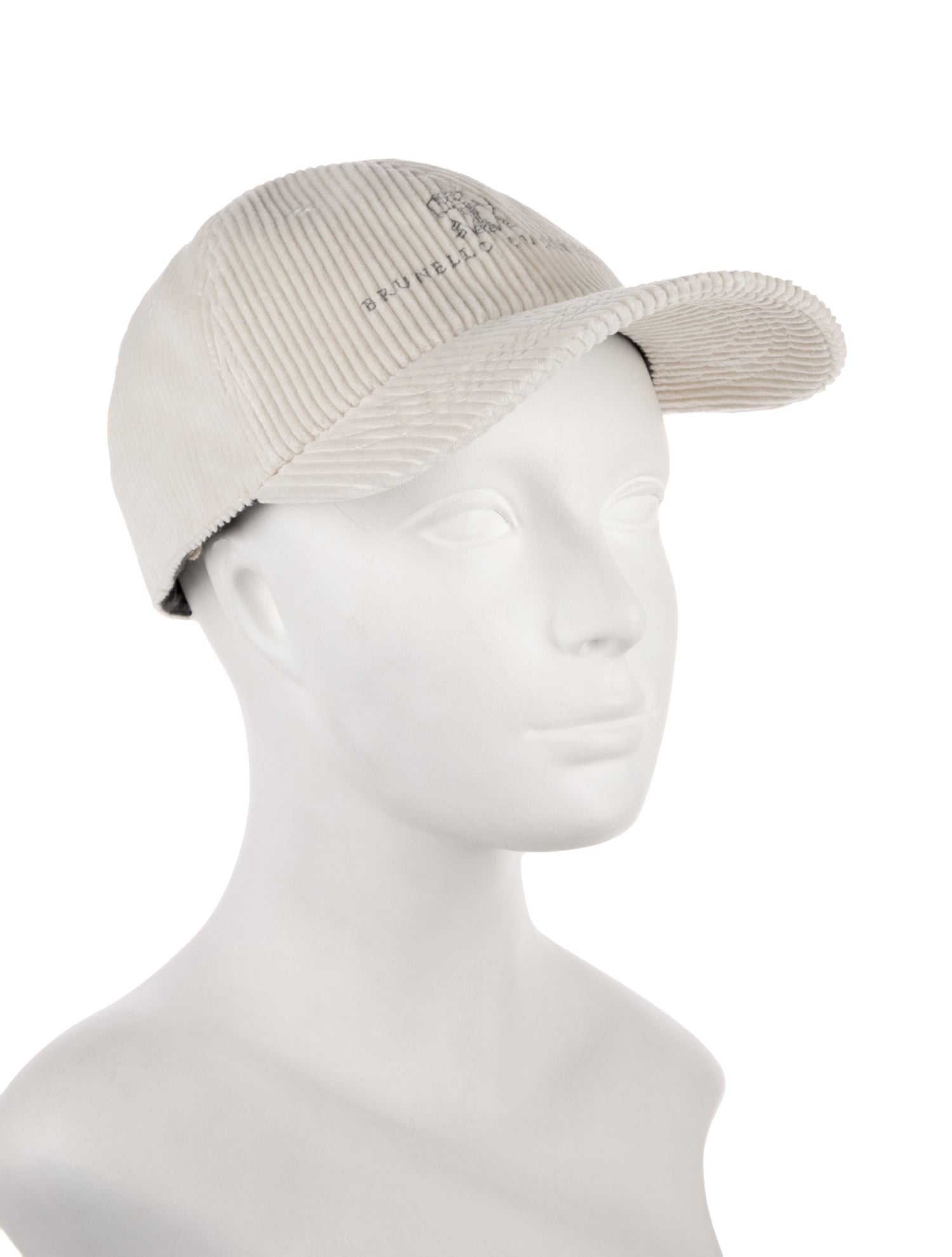 Brunello Cucinelli Neutral Corduroy Leather Trim Baseball Cap Size M w/Tags