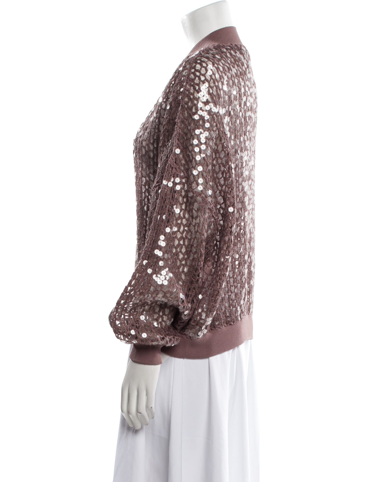 Brunello Cucinelli Crochet V-Neck Sweater