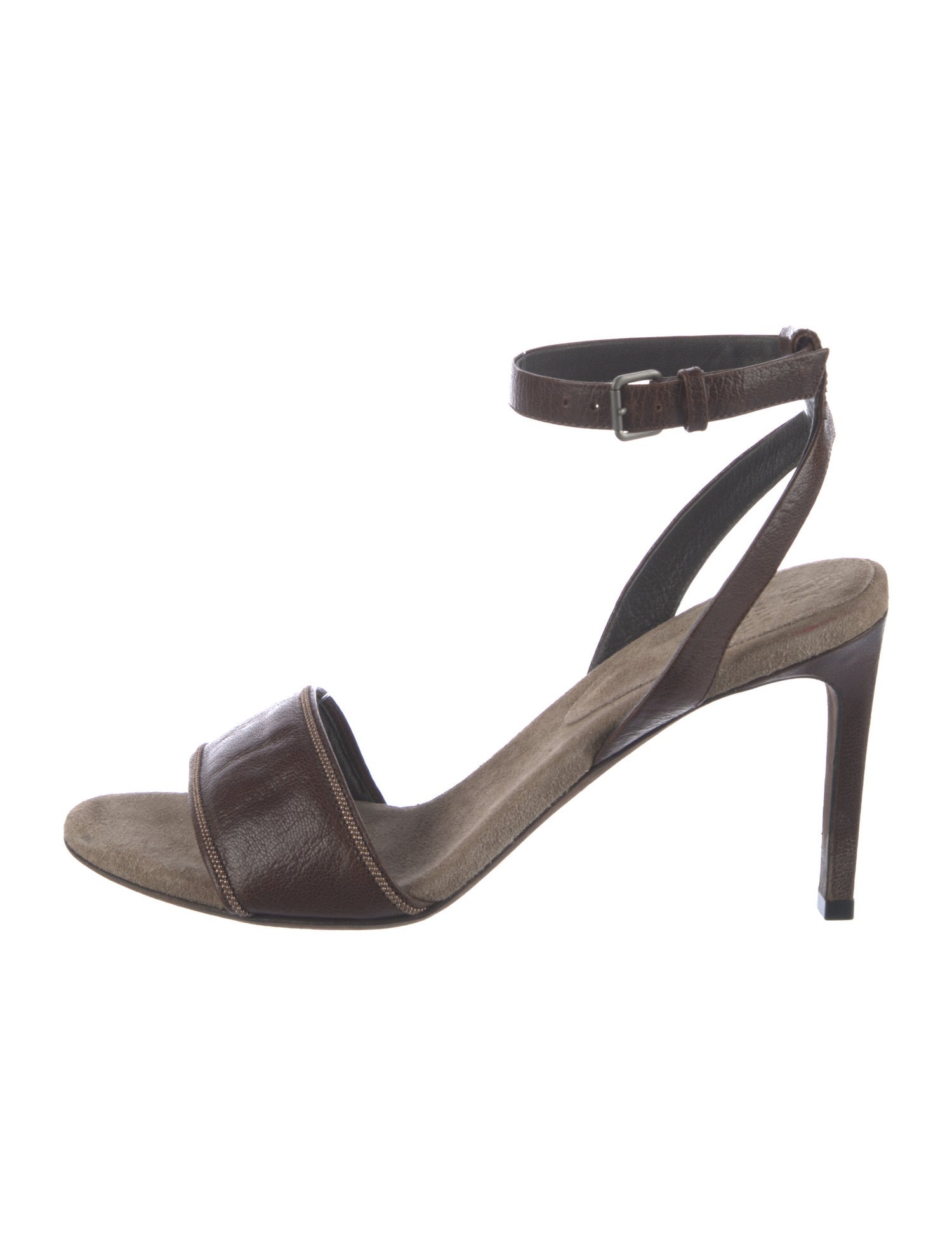 Brunello Cucinelli Leather Colorblock Pattern Sandals