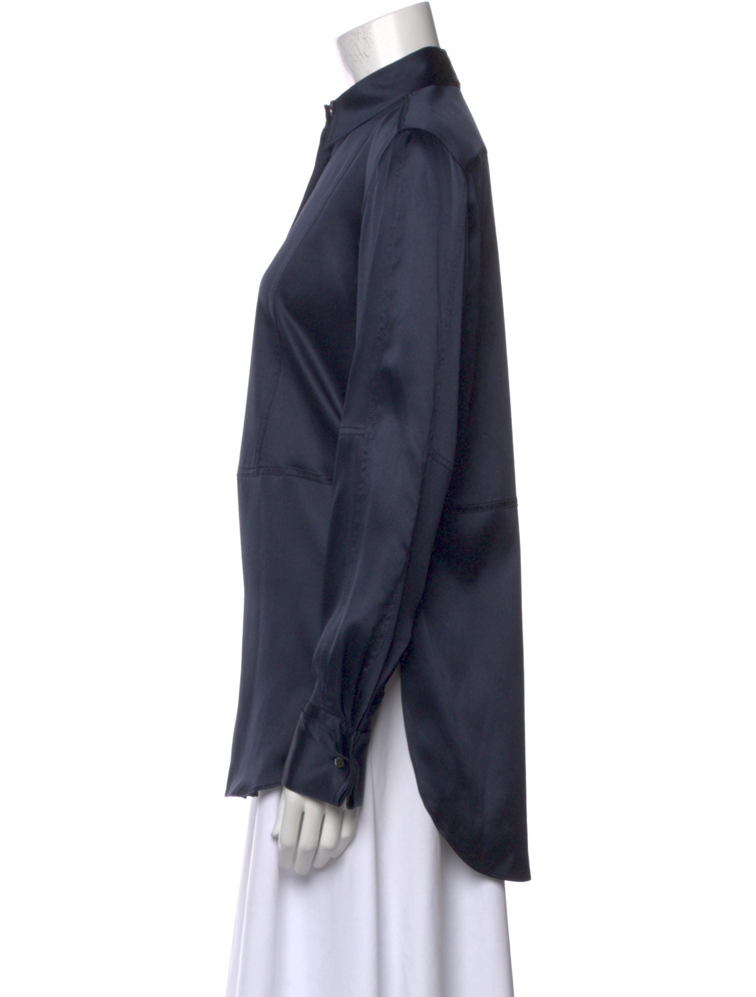 Brunello Cucinelli Silk Long Sleeve Button-Up Top w/ Tags