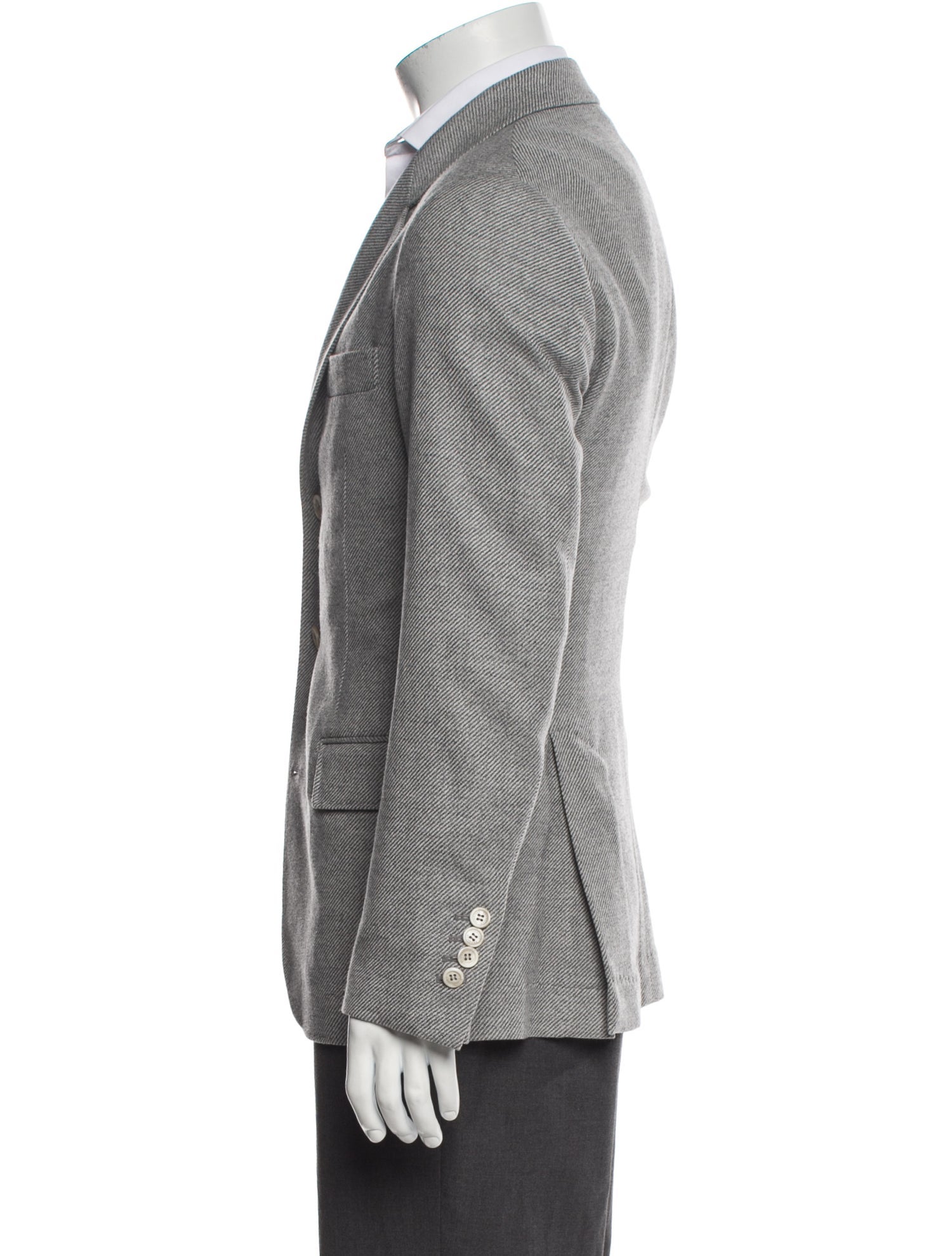 Brunello Cucinelli Wool Striped Peacoat