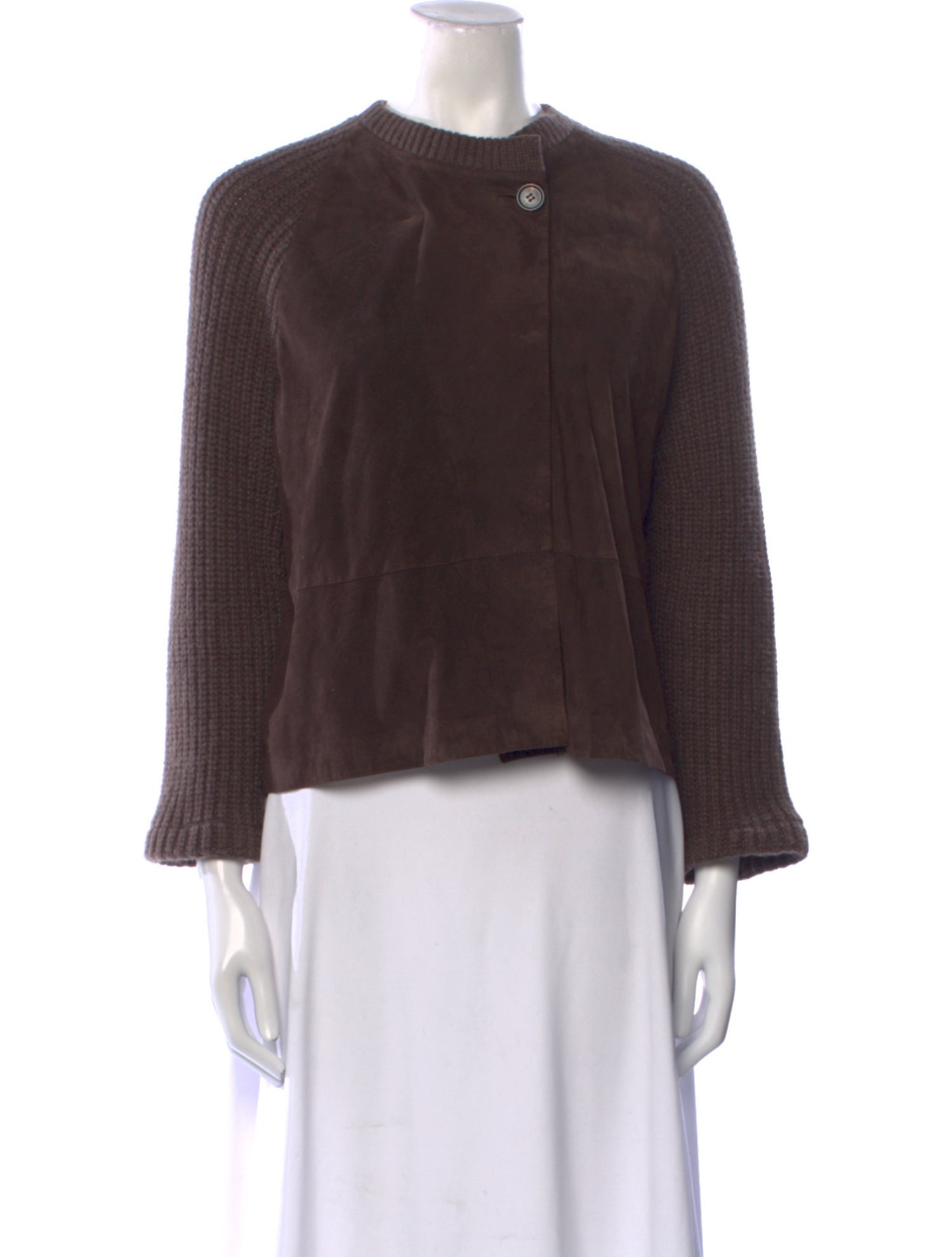 Brunello Cucinelli Suede Crew Neck Crop Top