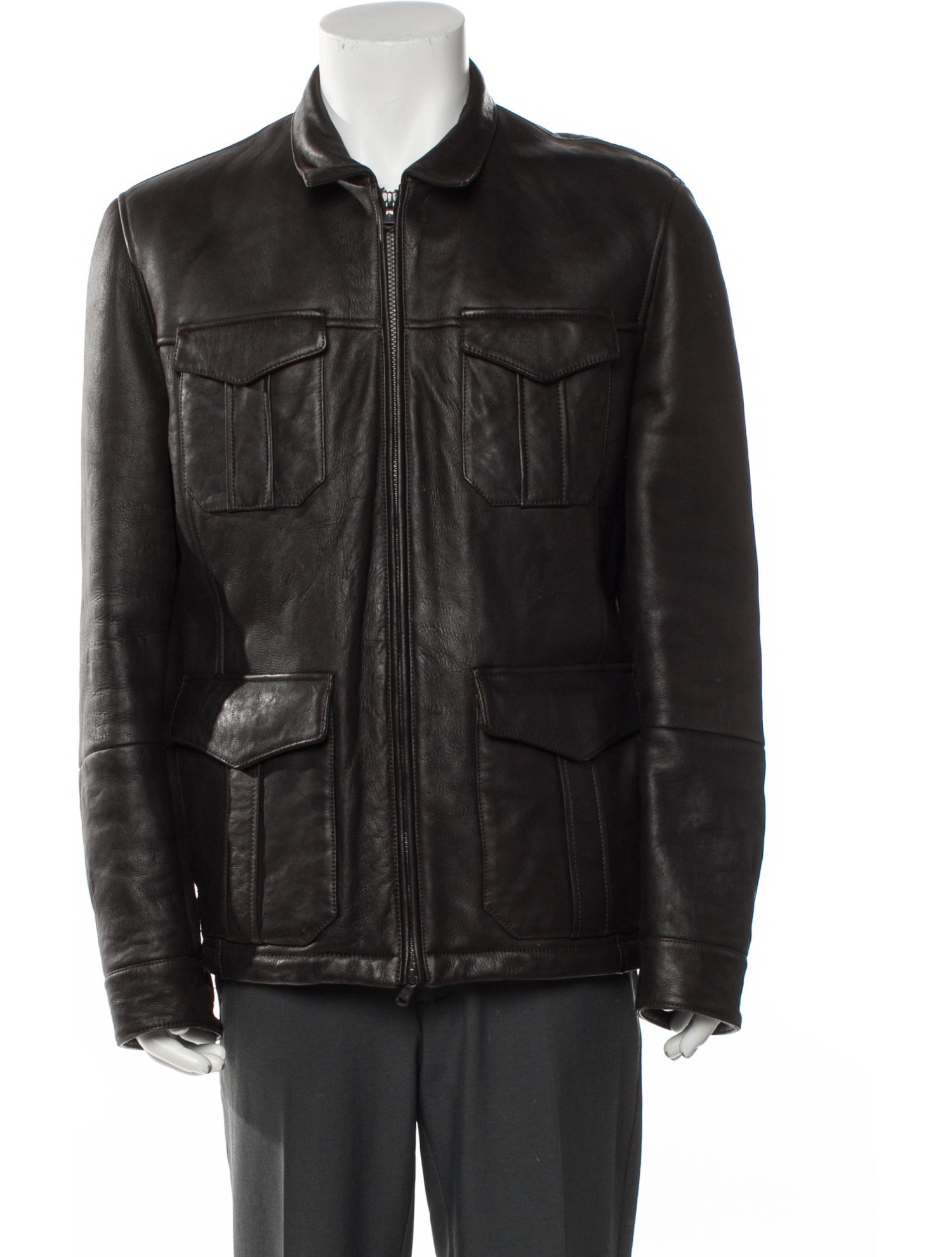 Brunello Cucinelli Leather Utility Jacket
