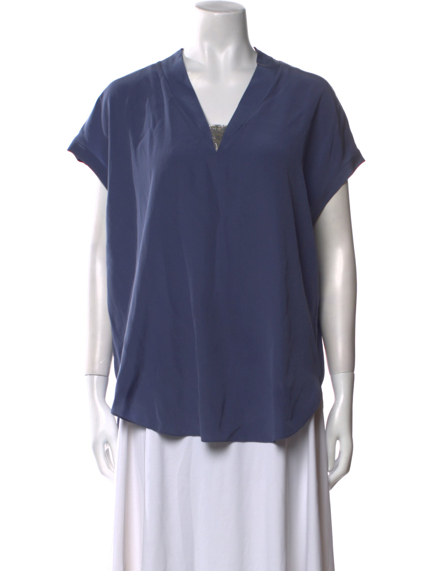 Brunello Cucinelli Silk V-Neck Blouse