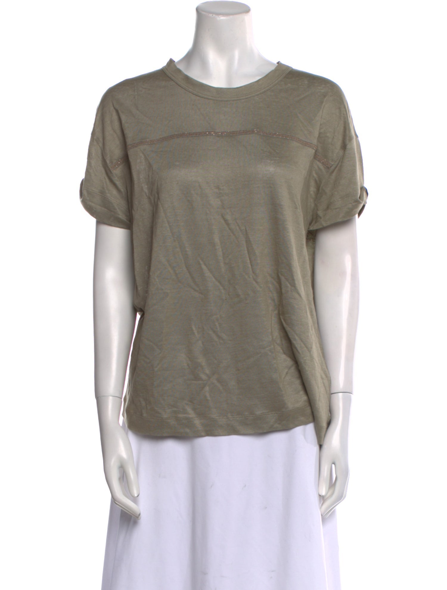 Brunello Cucinelli Linen Scoop Neck T-Shirt
