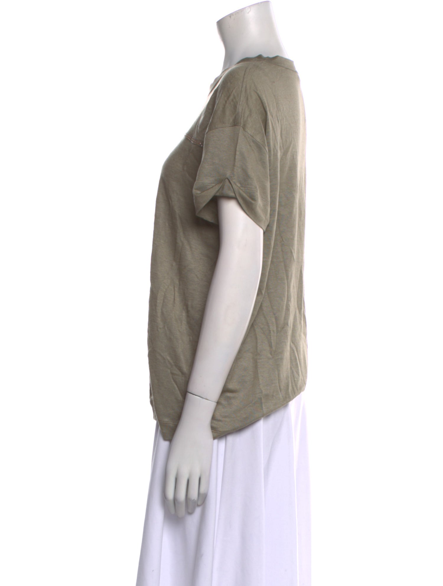 Brunello Cucinelli Linen Scoop Neck T-Shirt