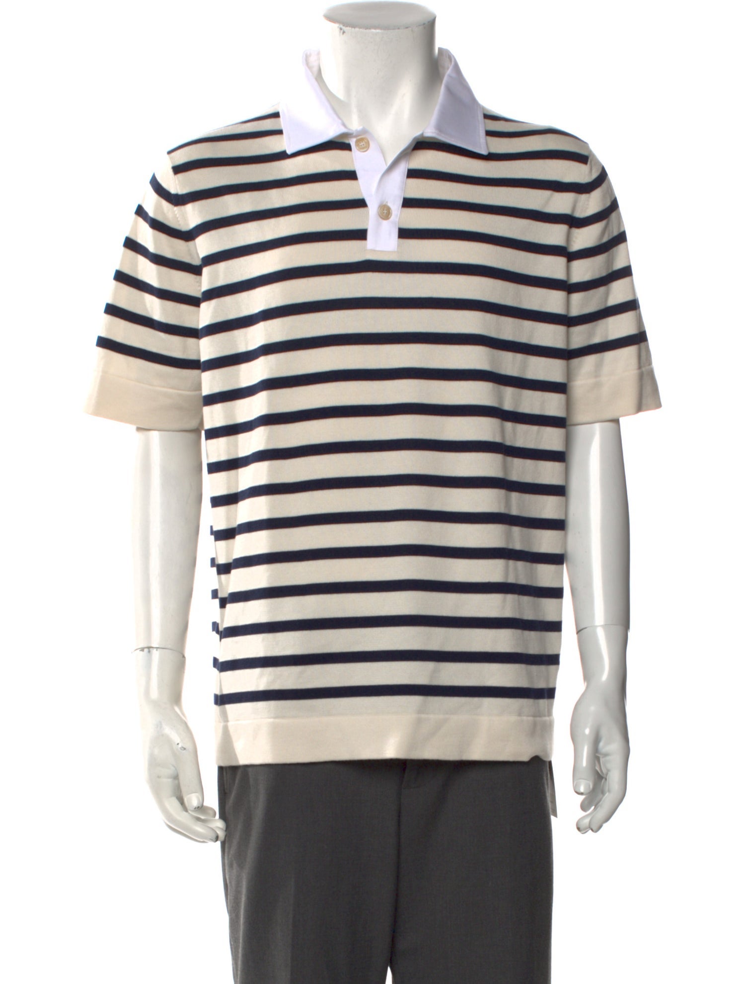Brunello Cucinelli Striped Crew Neck Polo Shirt