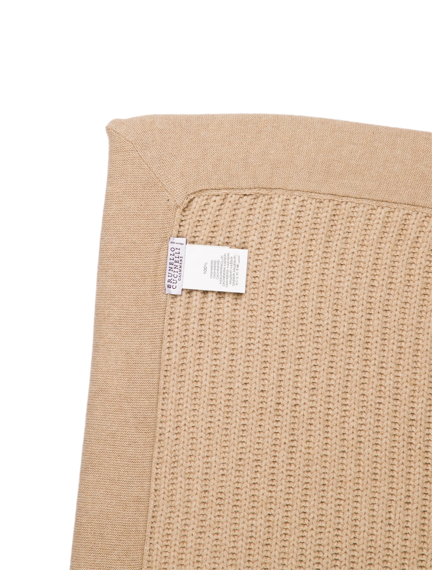 Brunello Cucinelli Half-English Rib Knit Cashmere Throw Blanket