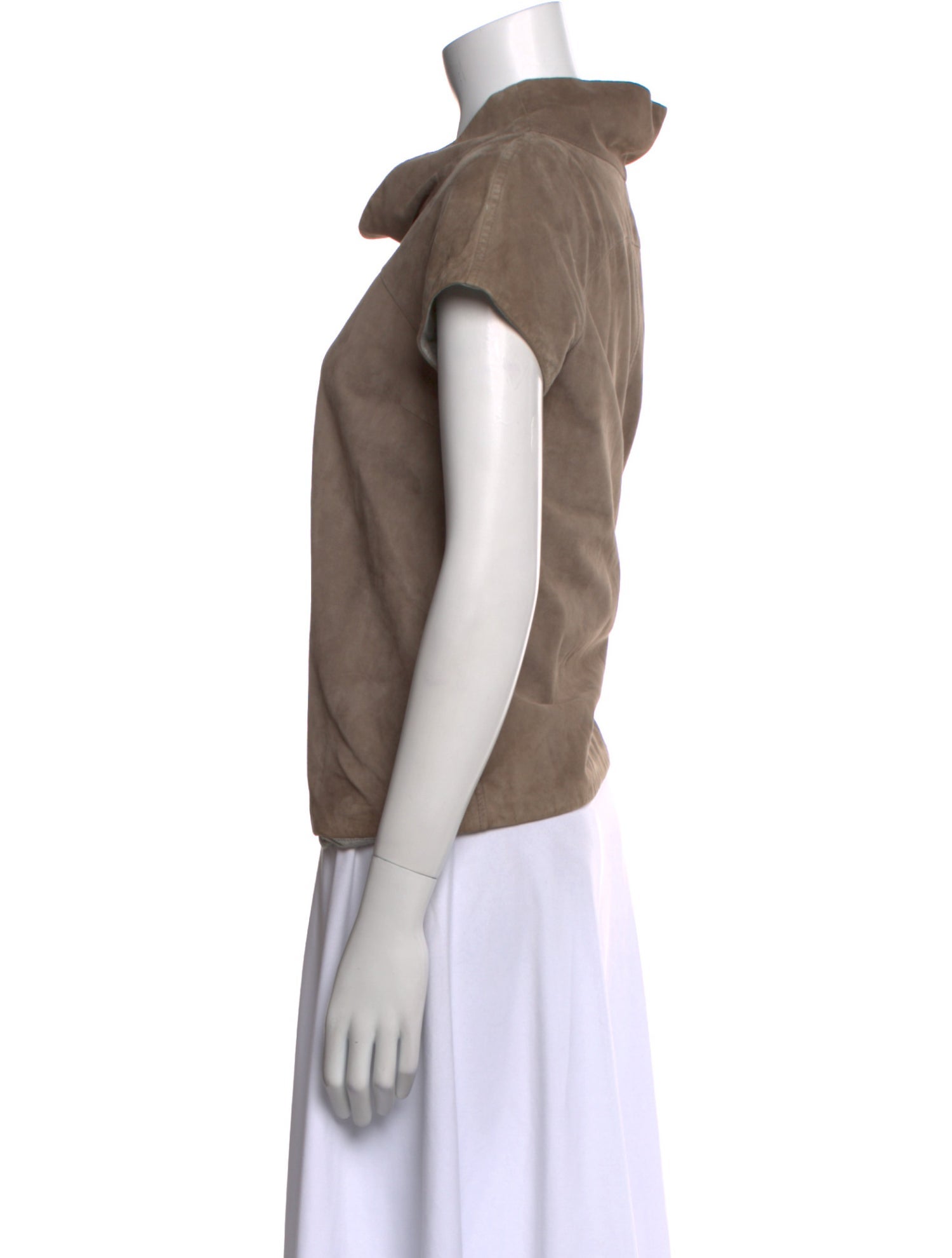 Brunello Cucinelli Leather Cowl Neck T-Shirt