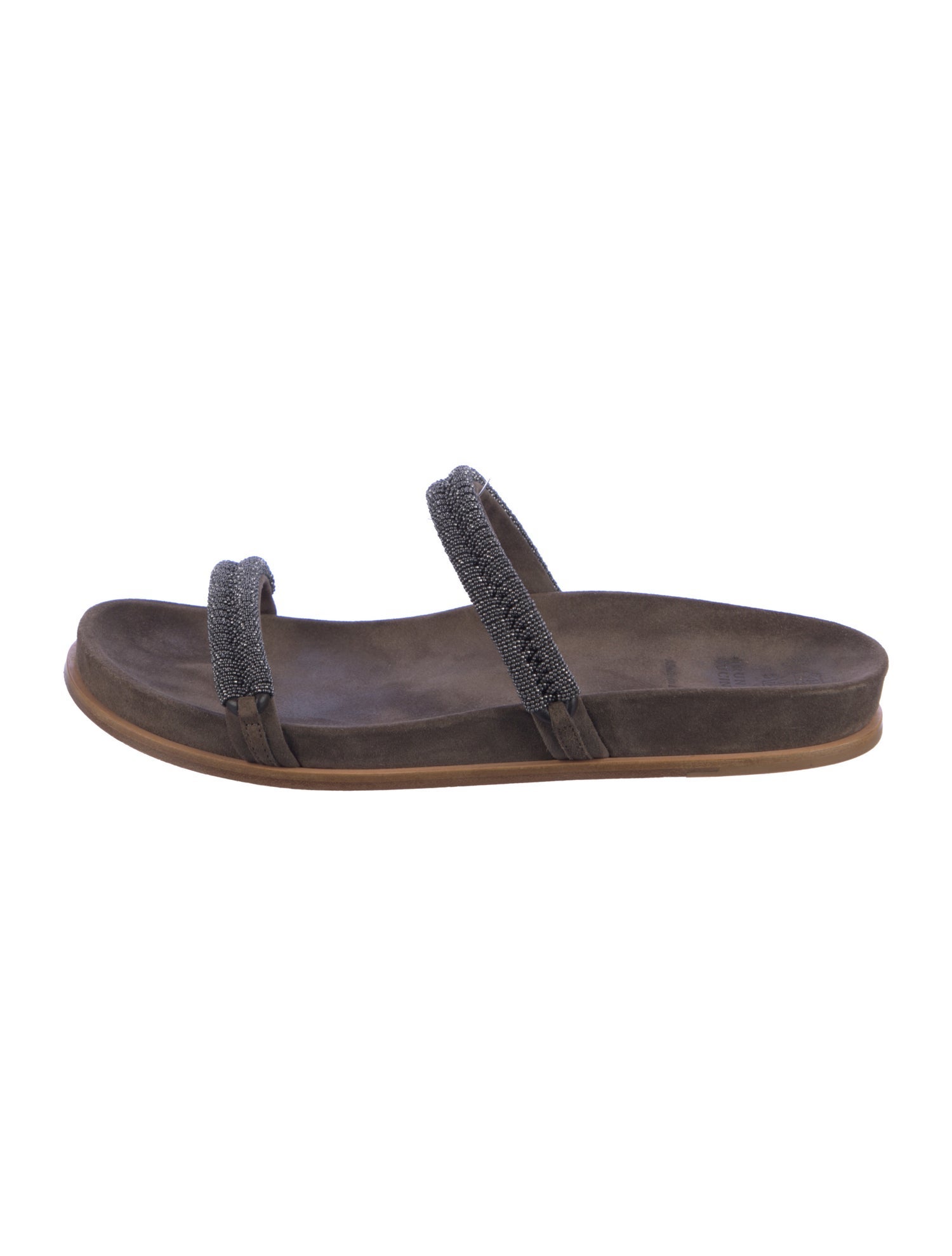 Brunello Cucinelli Monili Suede Slides