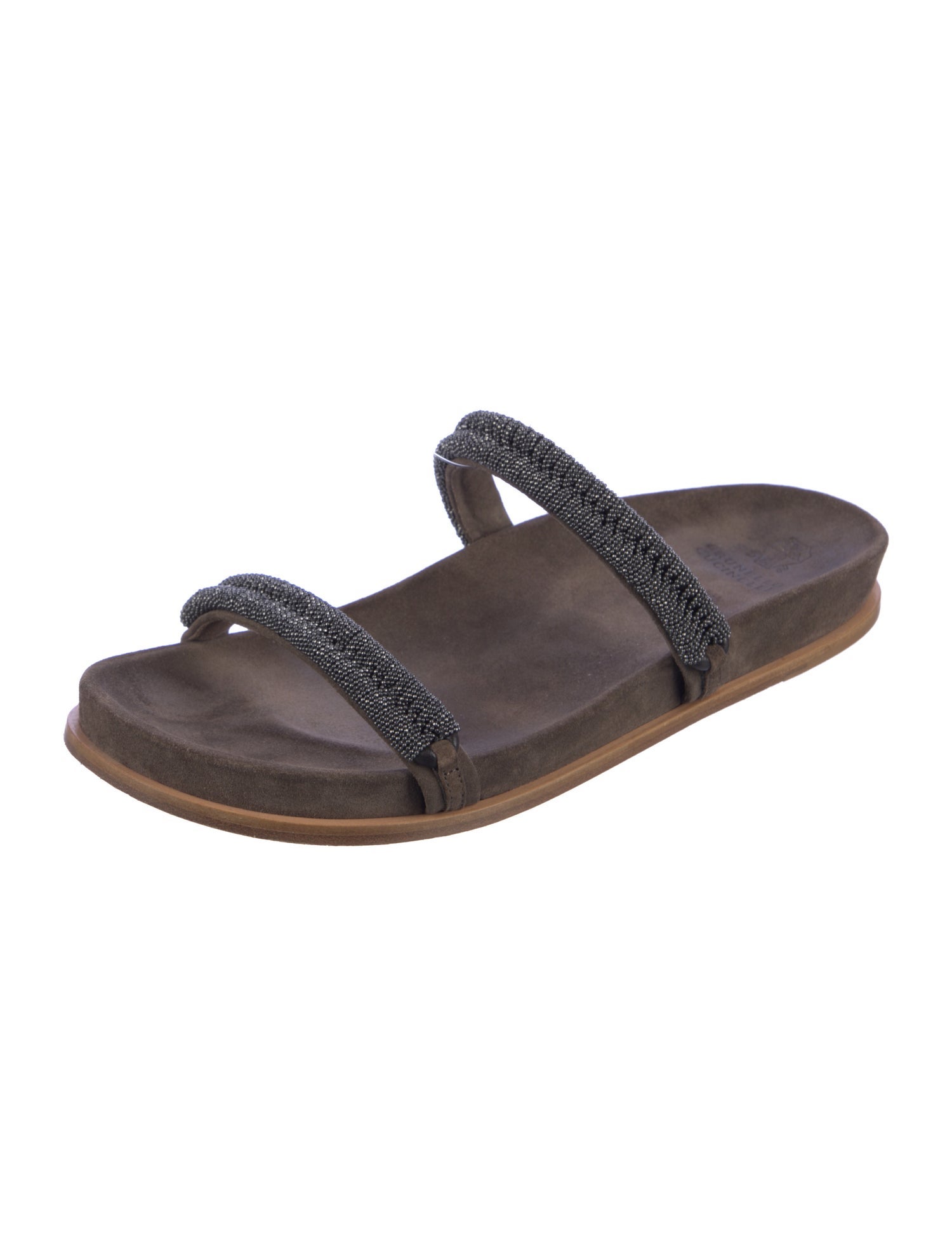 Brunello Cucinelli Monili Suede Slides