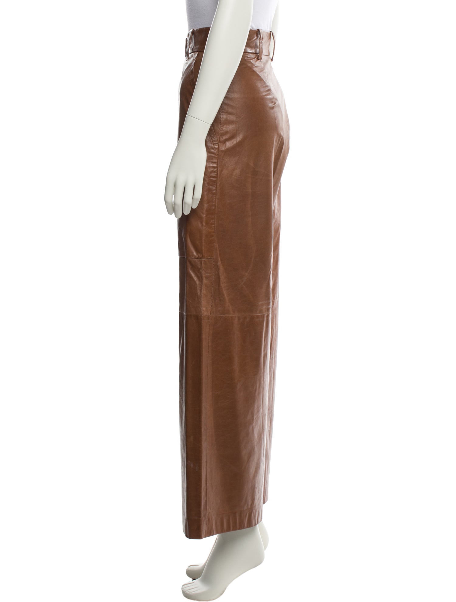 Brunello Cucinelli Leather Wide Leg Pants