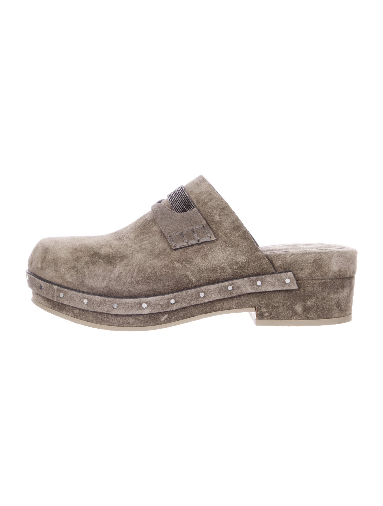 Brunello Cucinelli Suede Beaded Accents Mules