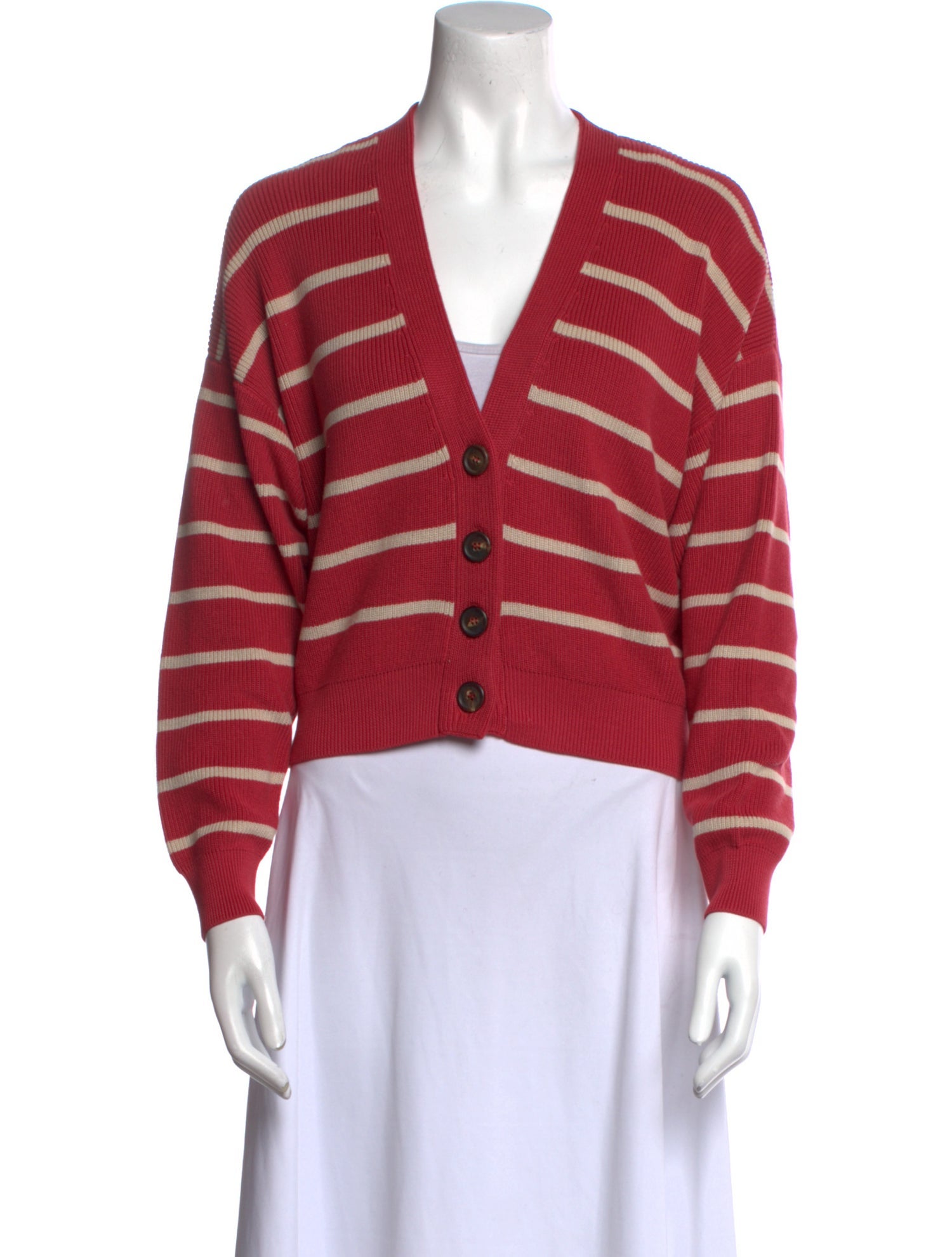 Brunello Cucinelli Striped V-Neck Sweater