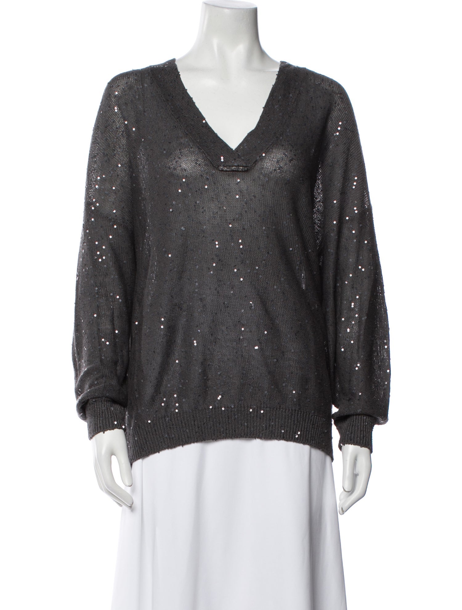 Brunello Cucinelli Linen V-Neck Sweater