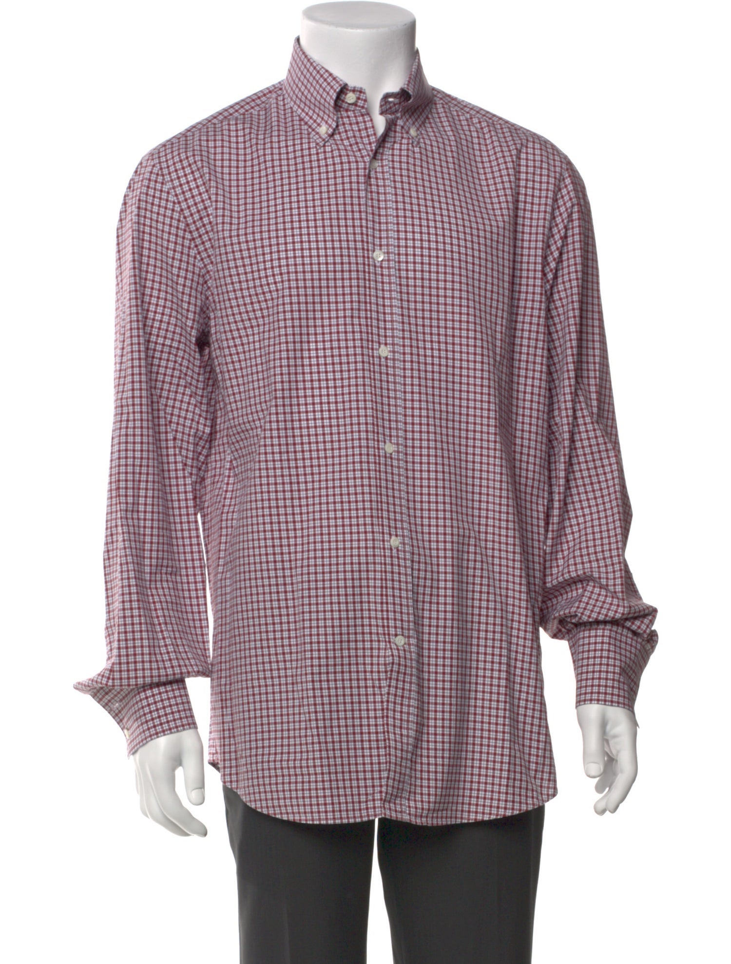 Brunello Cucinelli Plaid Print Long Sleeve Dress Shirt