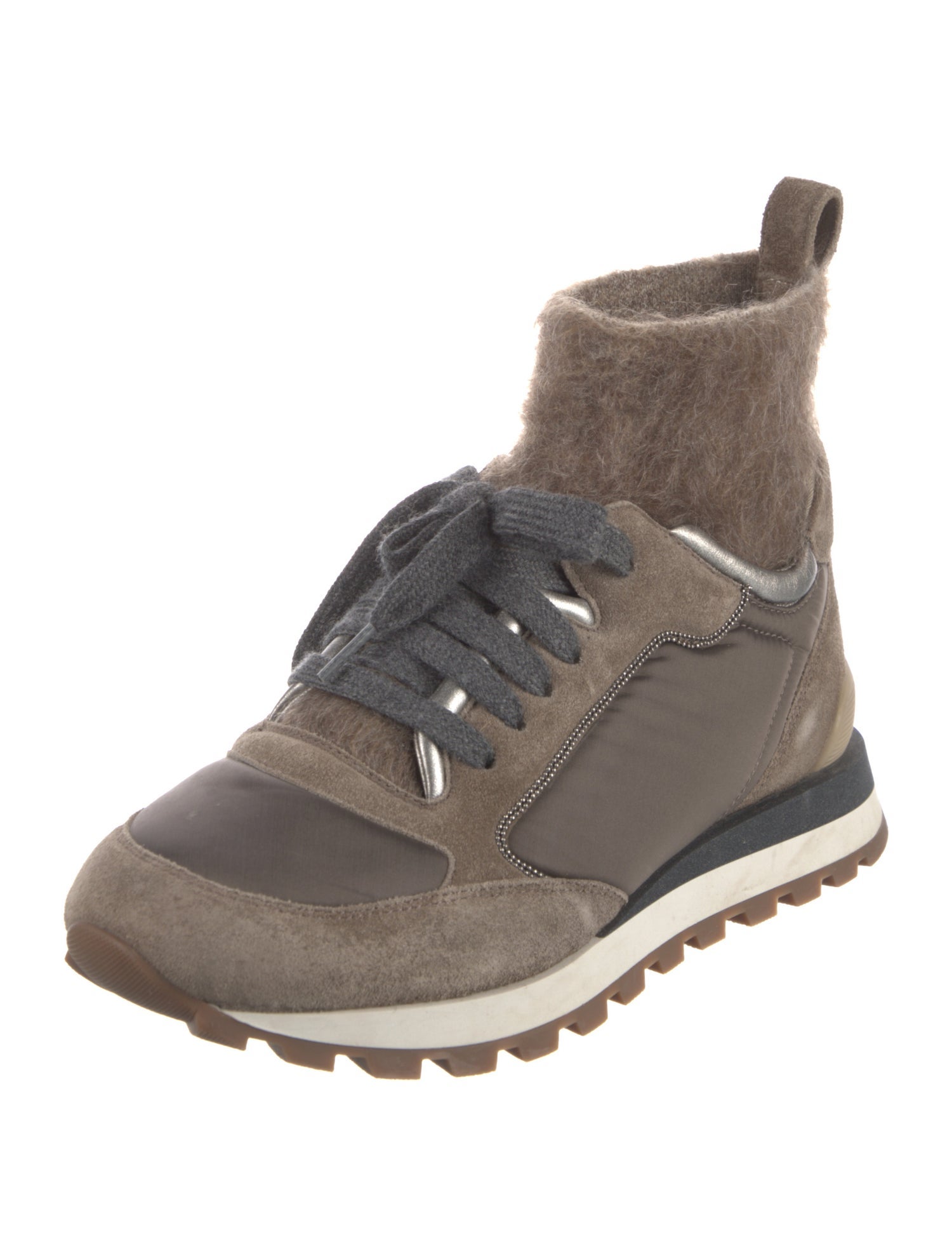 Brunello Cucinelli Monili Leather Wedge Sneakers