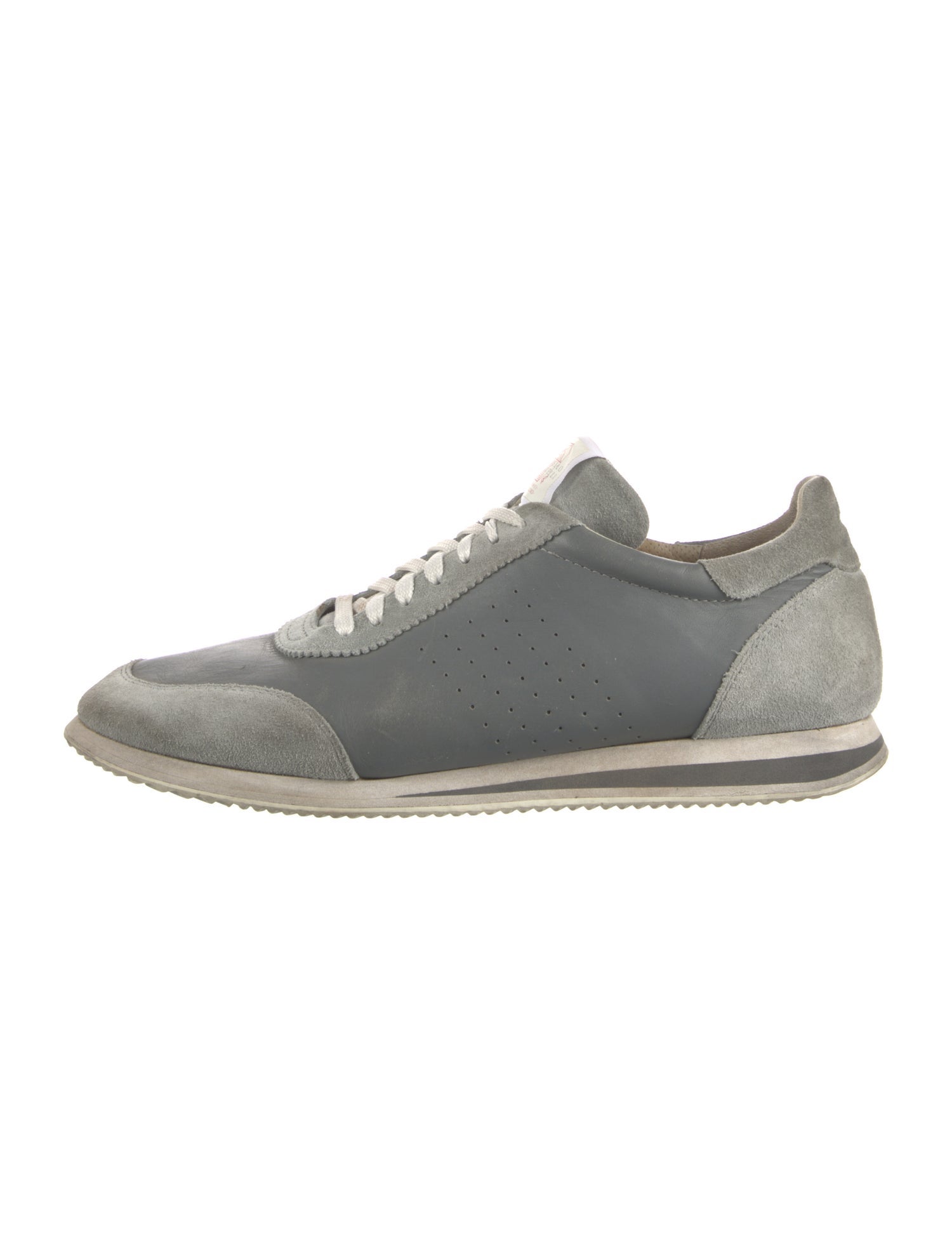 Brunello Cucinelli Leather Colorblock Pattern Sneakers