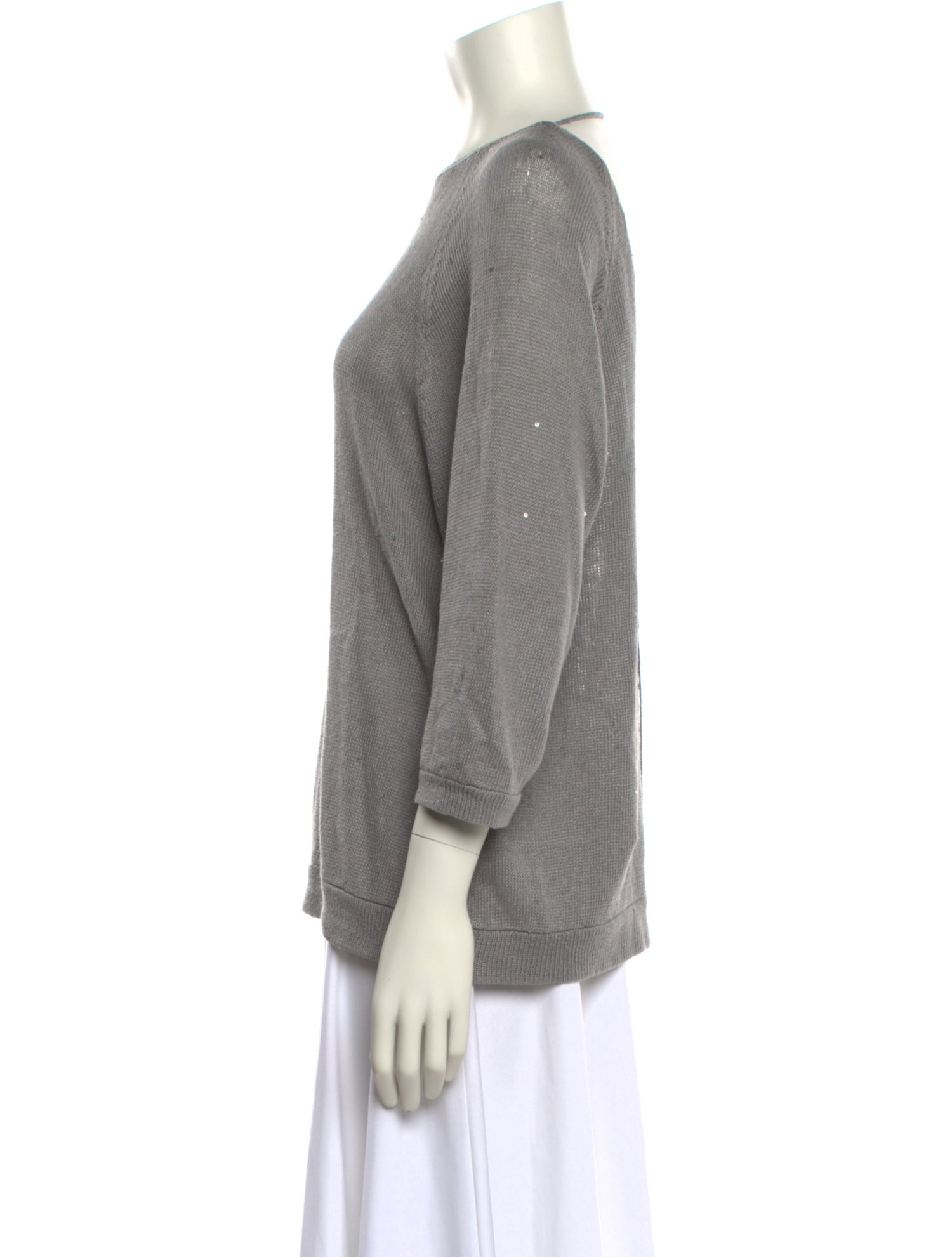 Brunello Cucinelli Linen Bateau Neckline Sweater