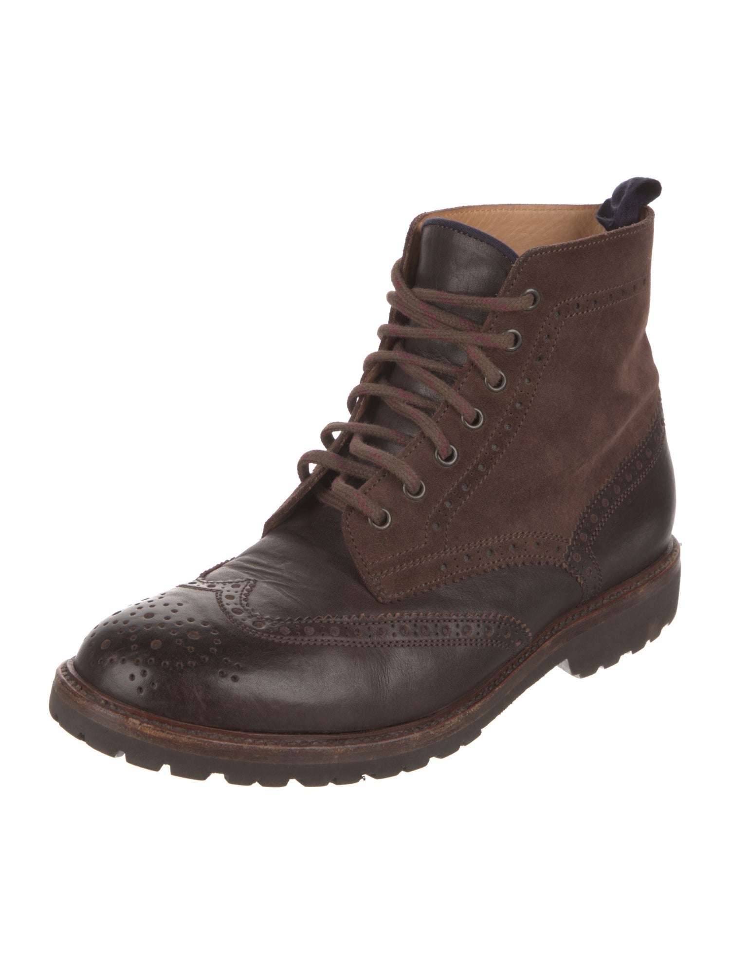 Brunello Cucinelli Leather Lace-Up Boots