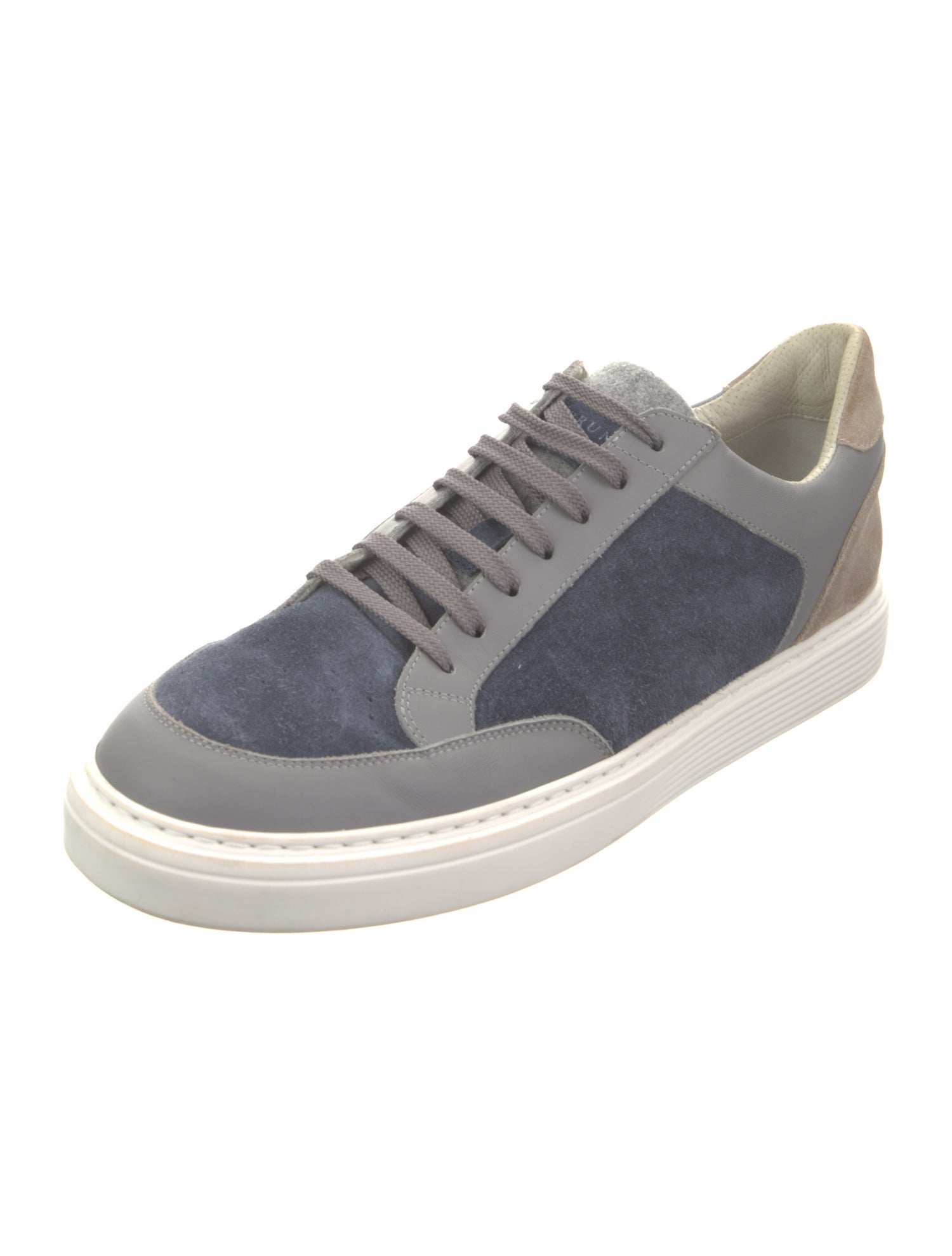 Brunello Cucinelli Suede Colorblock Pattern Sneakers