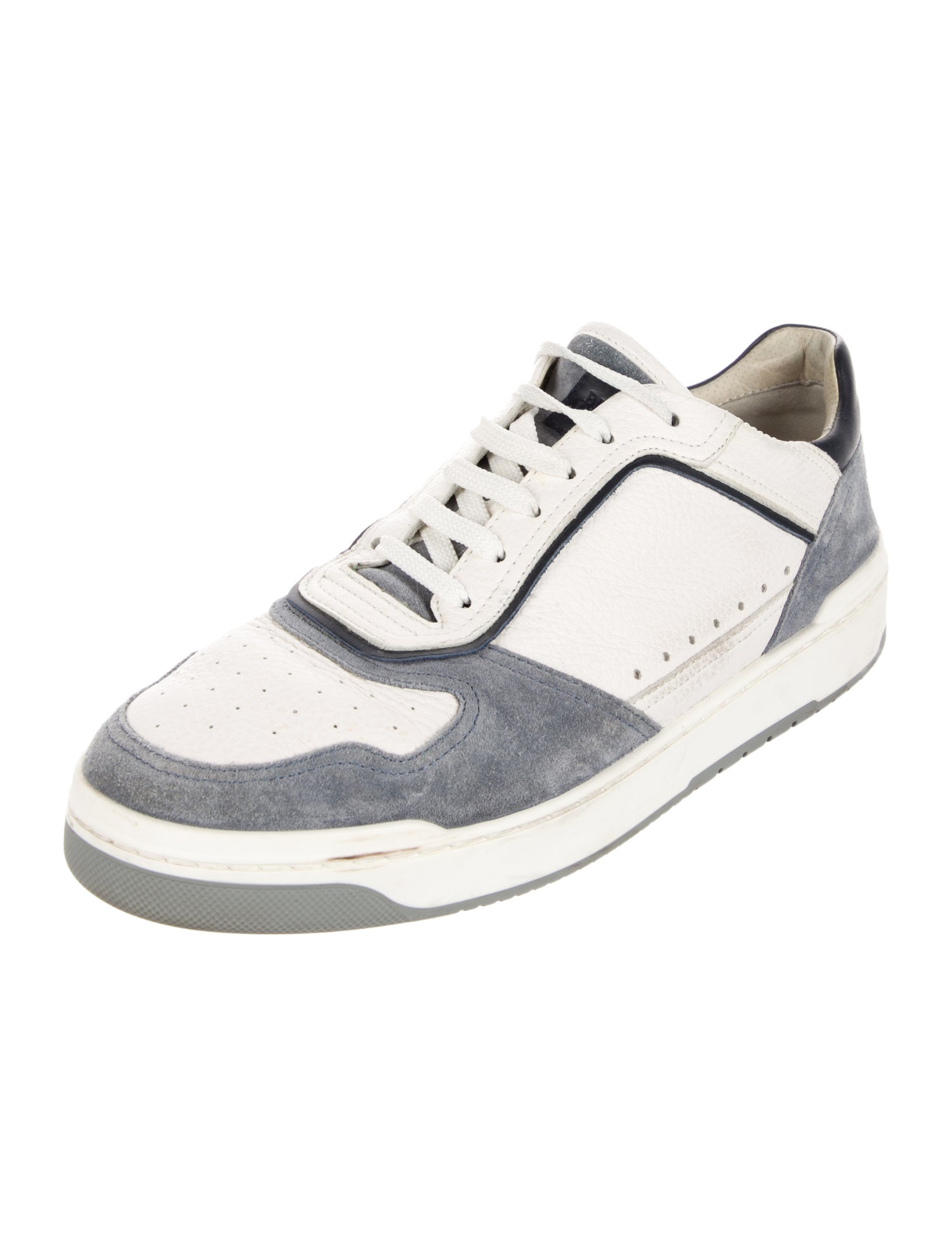 Brunello Cucinelli Leather Colorblock Pattern Sneakers