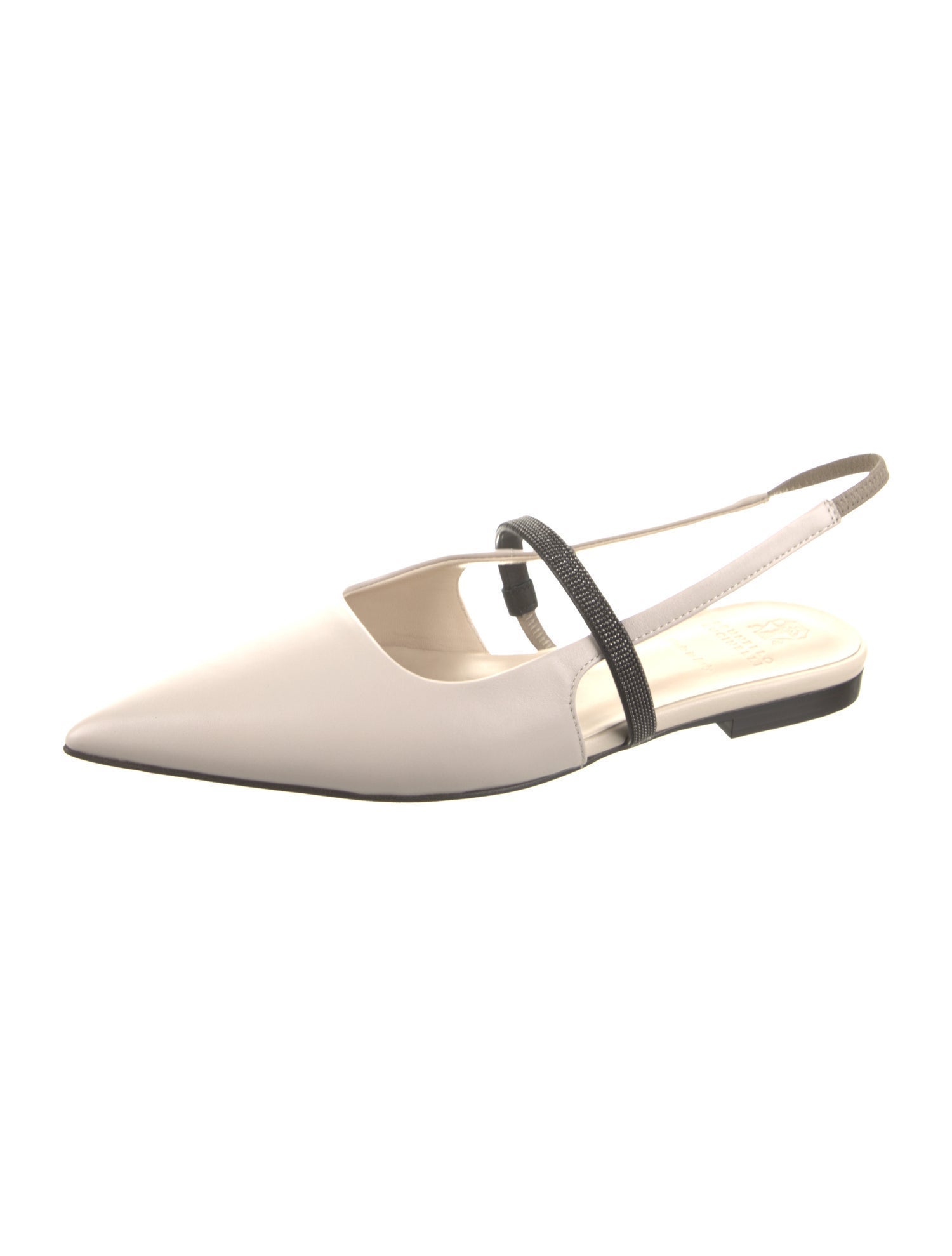 Brunello Cucinelli Monili Leather Slingback Flats