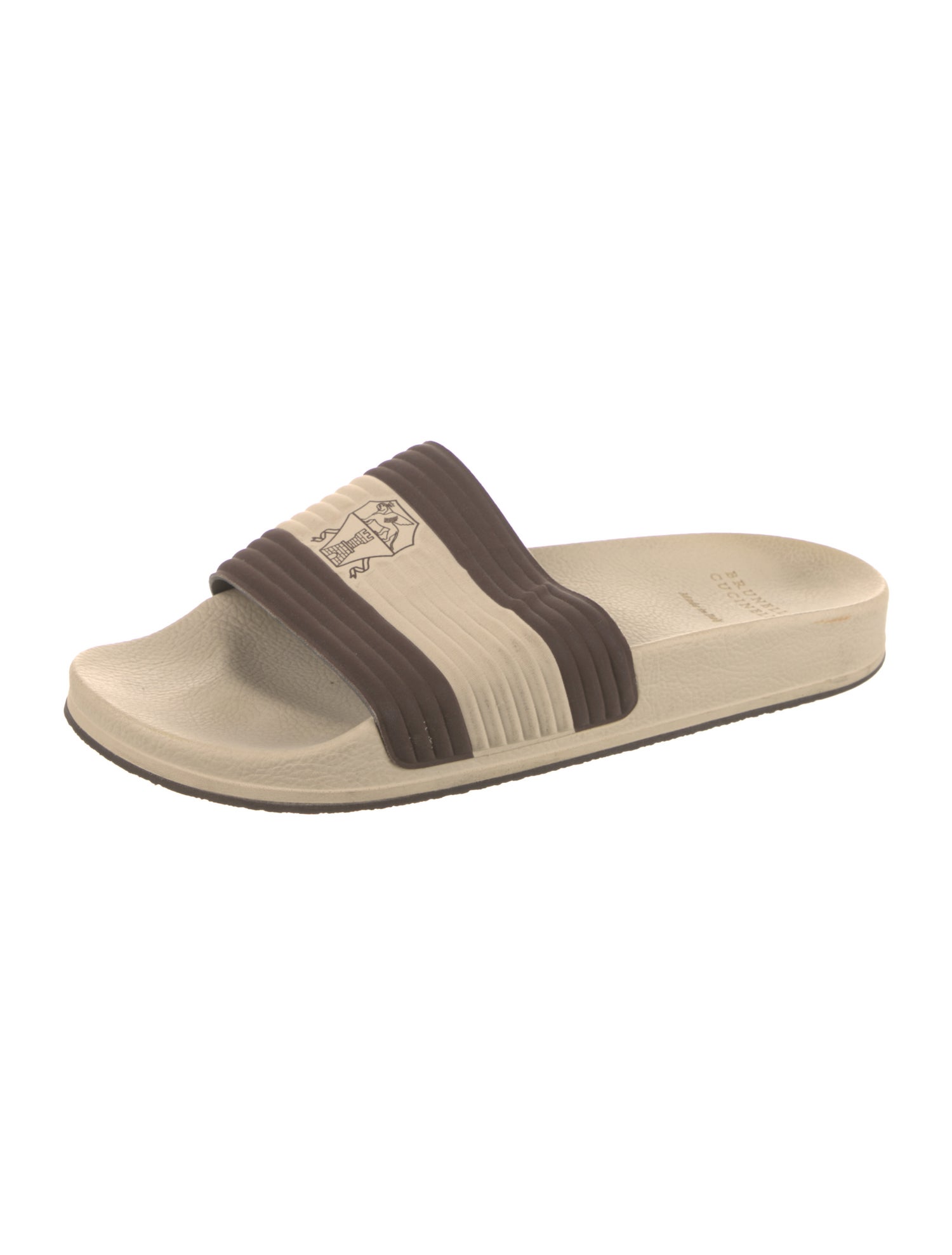 Brunello Cucinelli Leather Colorblock Pattern Slides