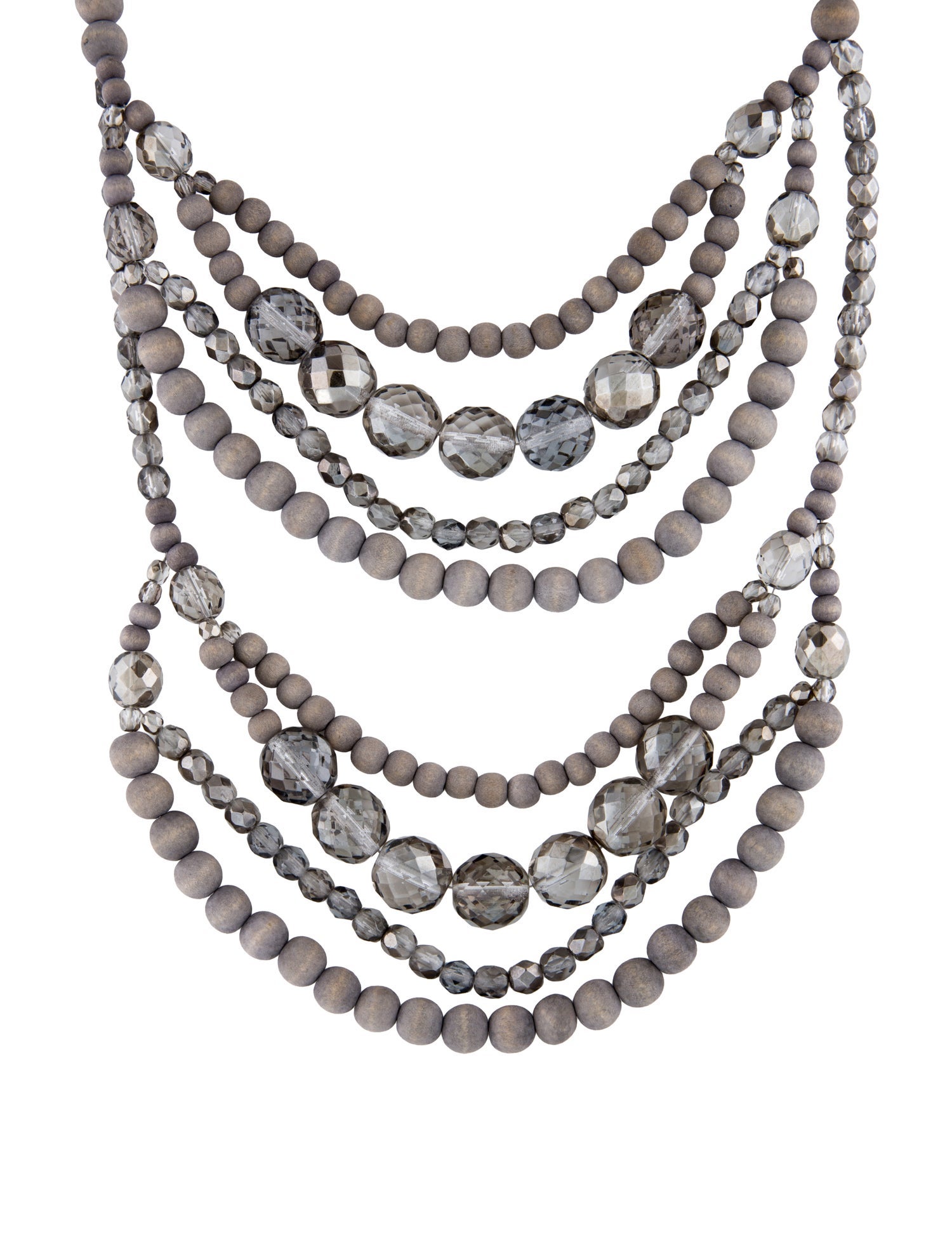 Brunello Cucinelli Leather, Crystal & Wood Multistrand Collar Necklace