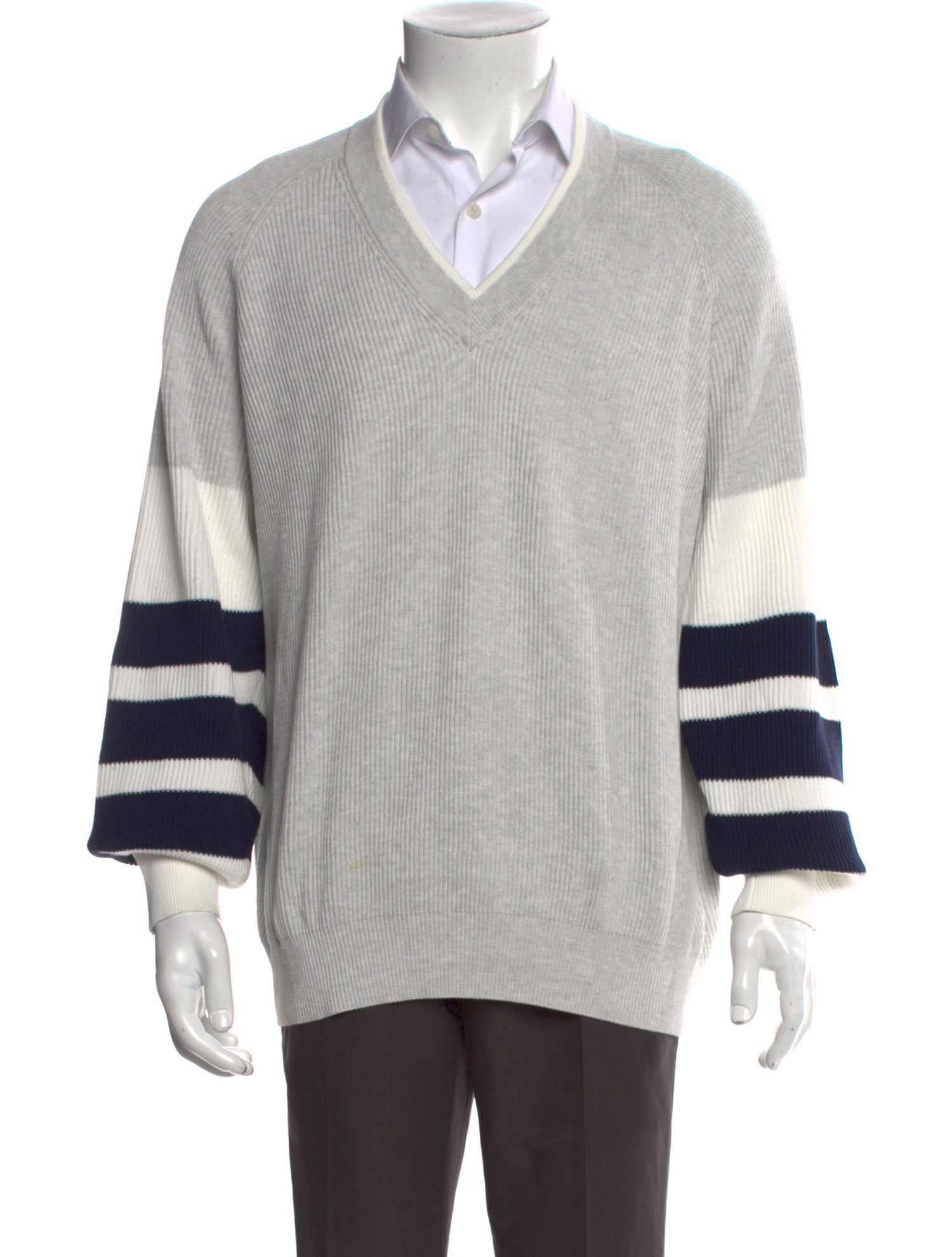 Brunello Cucinelli Striped V-Neck Pullover