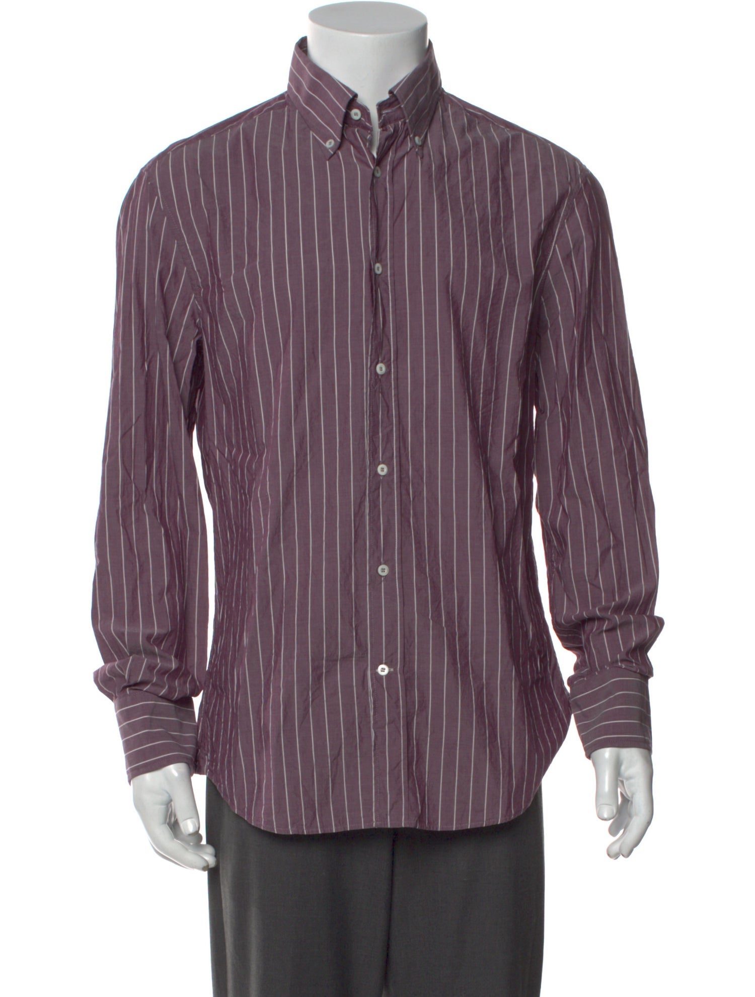 Brunello Cucinelli Striped Long Sleeve Dress Shirt
